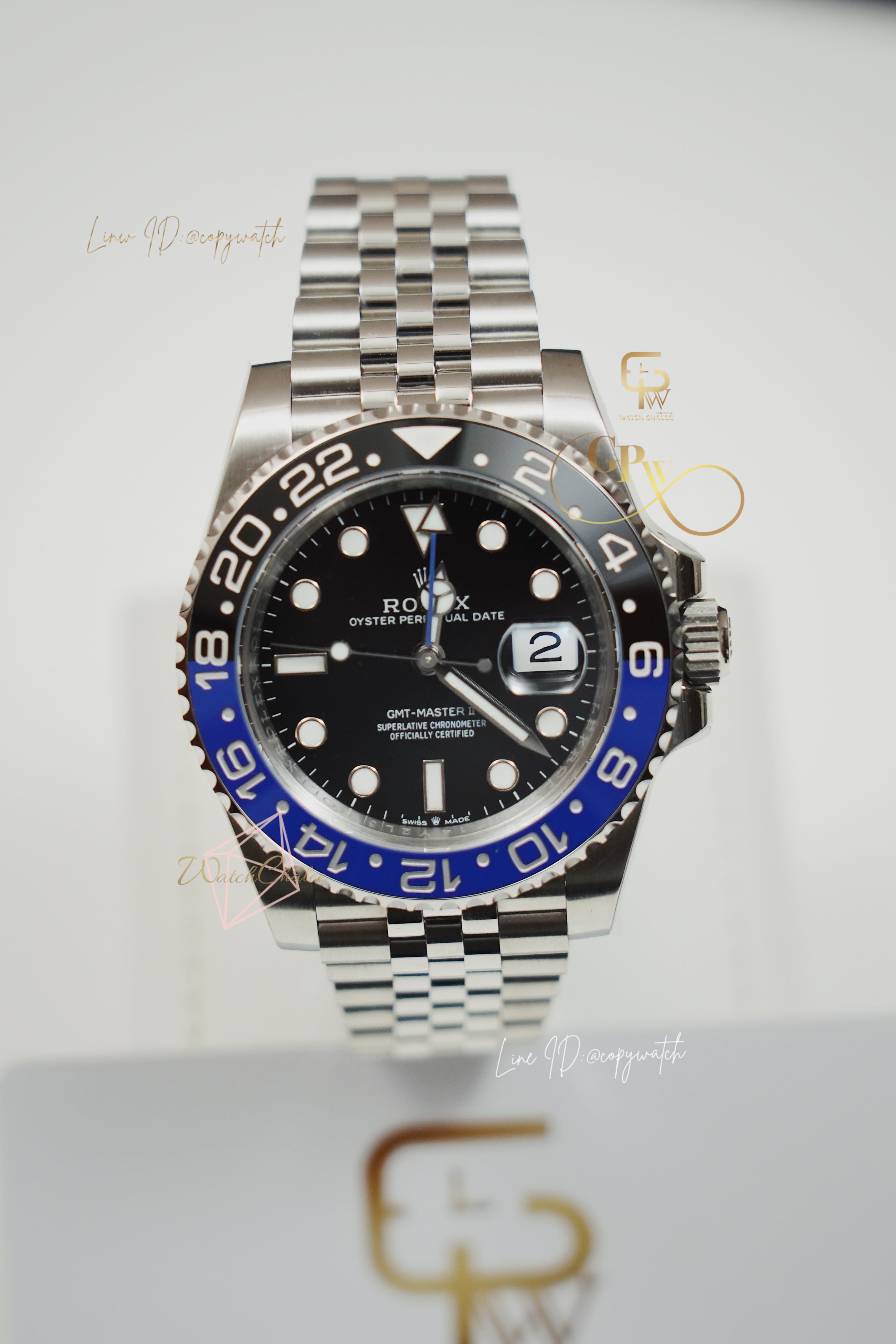 Rolex GMT BATMAN 40 mm. Ceramic Bezel Jubilee Automatic swiss movement