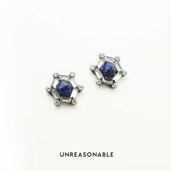 ต่างหู หินธรรมชาติ ลาบลาดอไลต์ Labradorite สีน้ำเงินเข้ม UA0837-05 Unreasonable Accessories