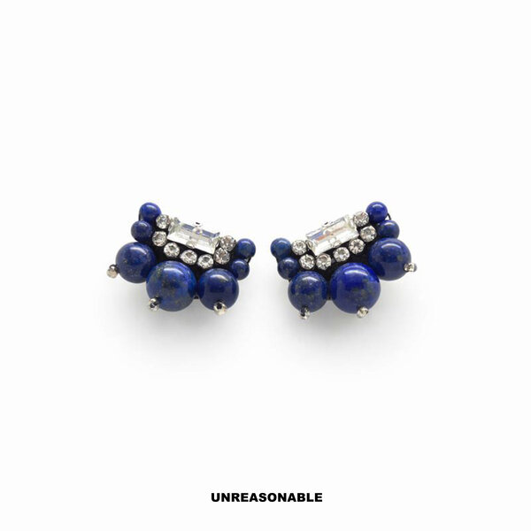 Lapis lazuli bubble Earrings สีน้ำเงิน Natural stone UA0619-02 Unreasonable Accessories