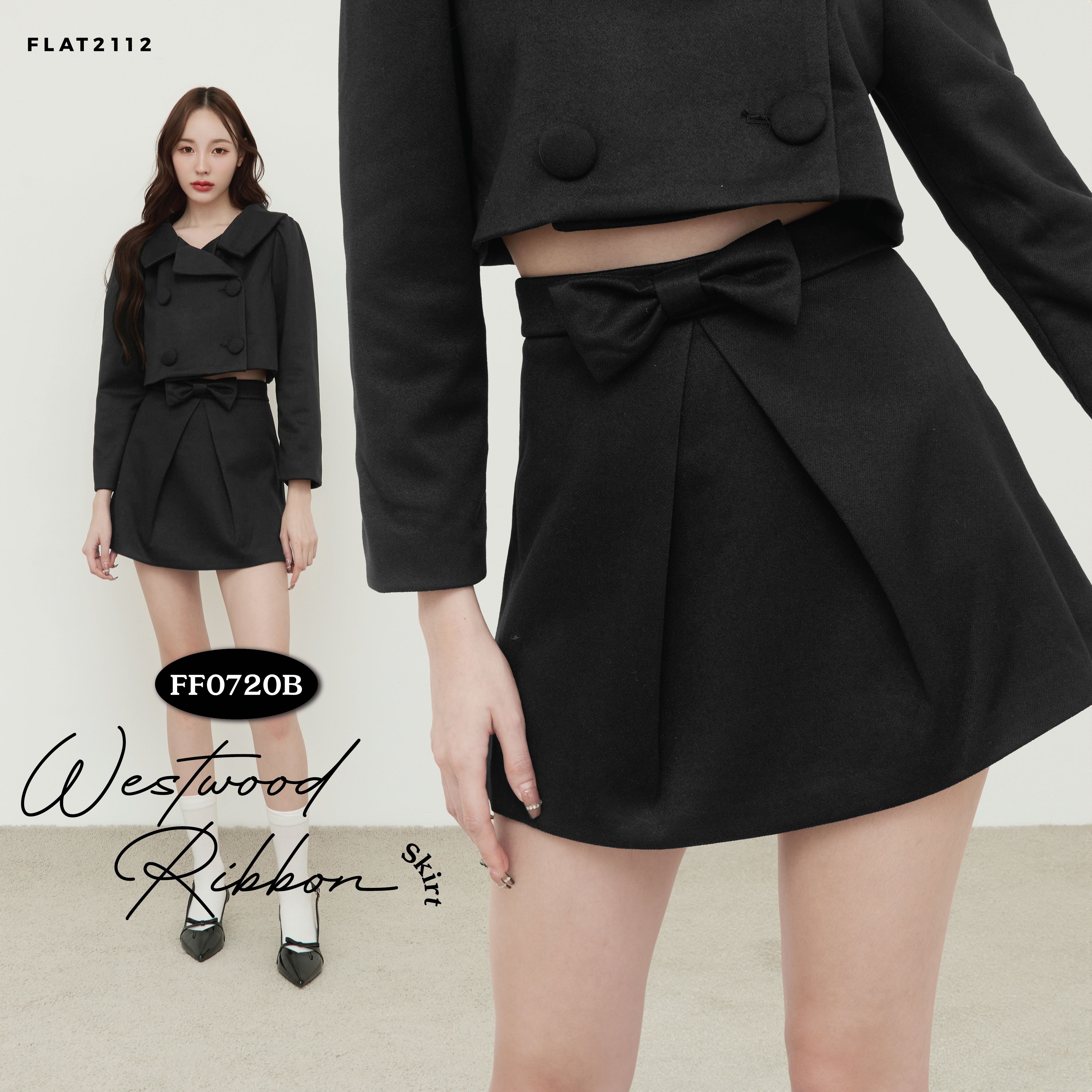 FLAT2112 FF0720B : WESTWOOD RIBBON SKIRT กระโปรงสั้น แต่งโบว์ด้านหน้า