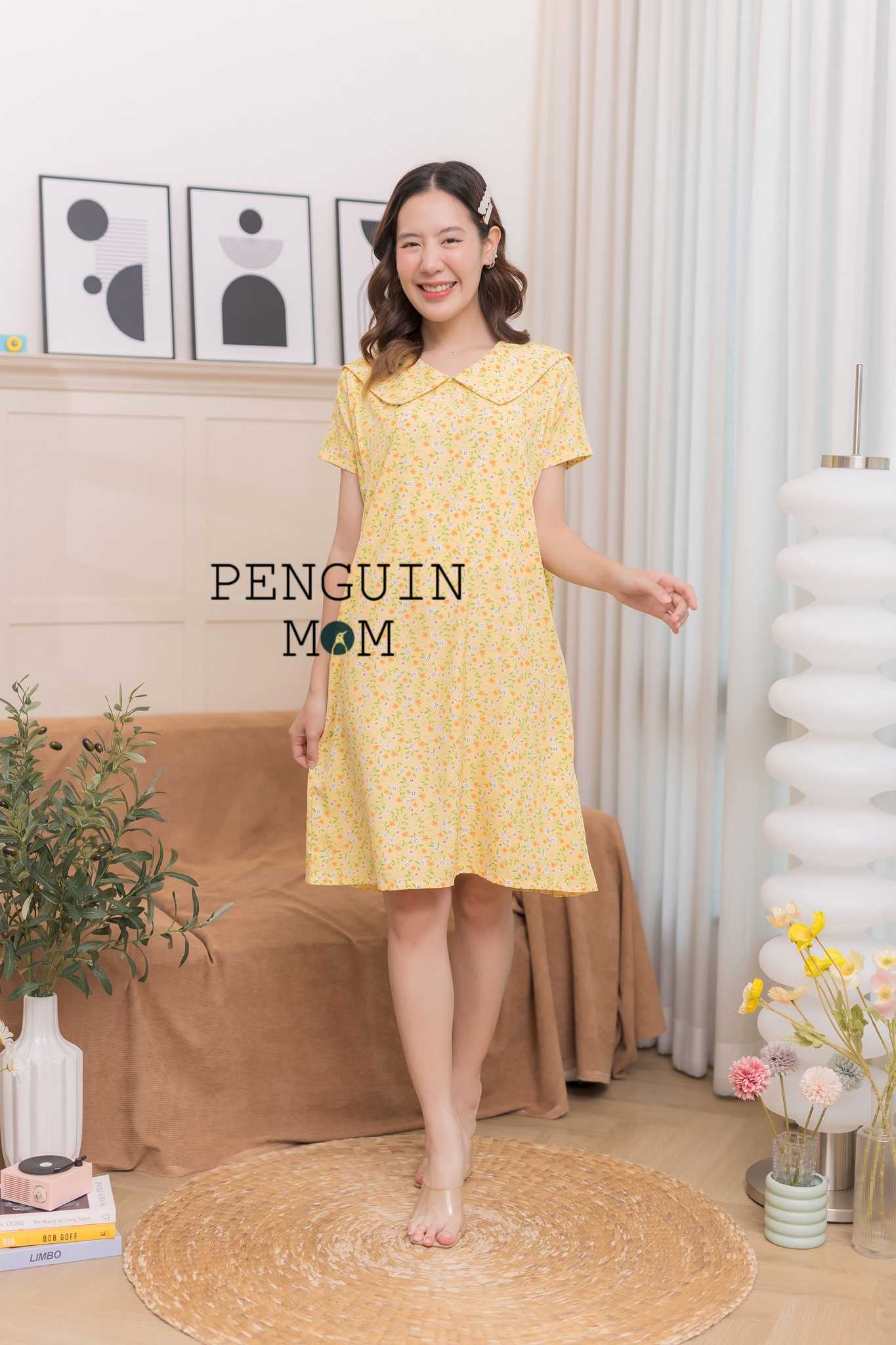 เดรสคลุมท้อง ให้นม Daisy dress เหลือง