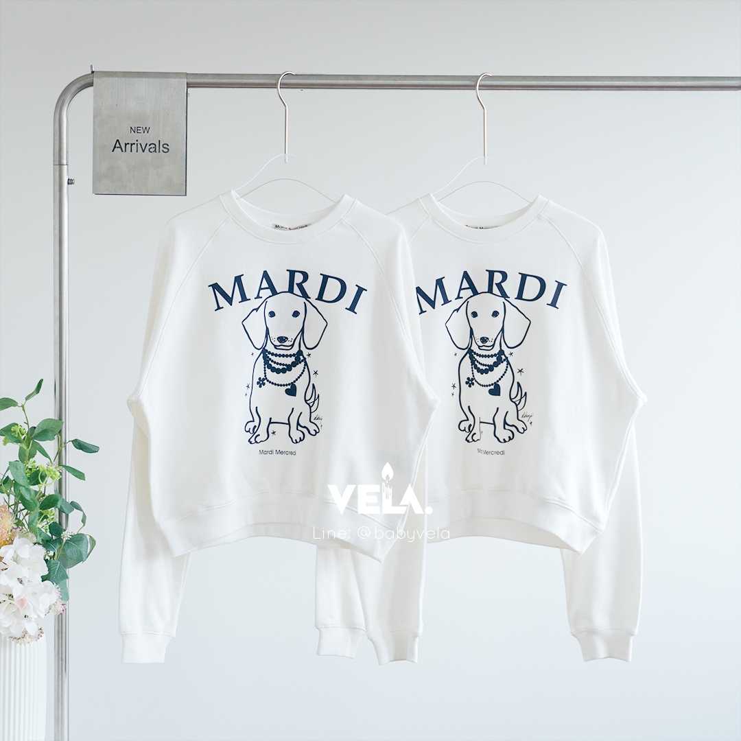 Mardi Sweatshirt Raglan Swing The Tail Ddanji Pearl Necklace (White Navy)