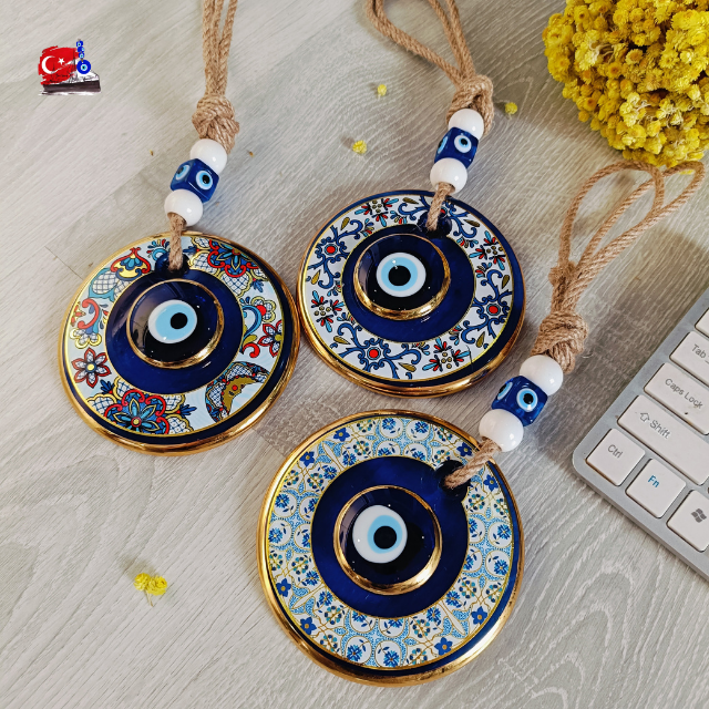 Evil Eye ของแท้ จากตุรกี แก้ว 11CM เพ้นท์มือ ปกป้องจากสิ่งชั่วร้ายนำพาความโชคดี
