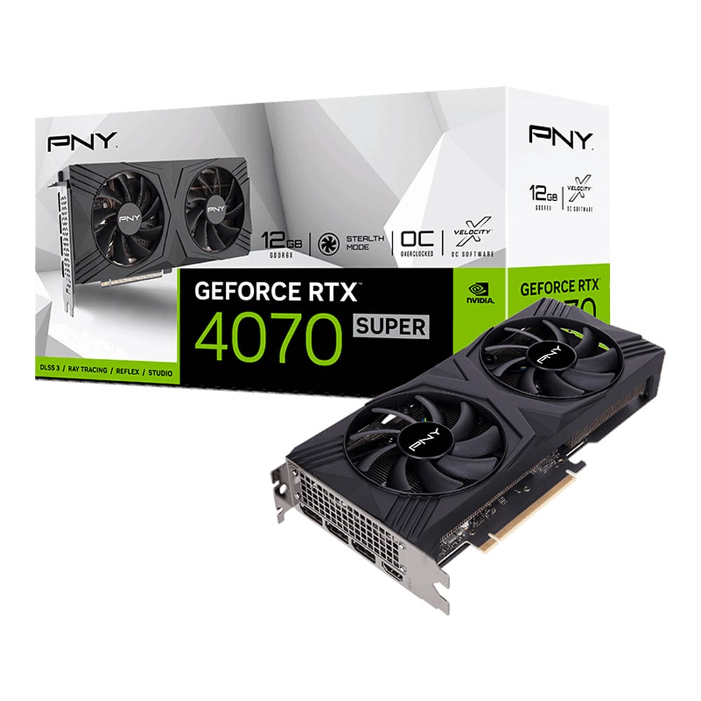 PNY GEFORCE RTX 4070 SUPER 12GB VERTO OC DUAL FAN DLSS 3 - 12GB GDDR6X (VCG4070S12DFXPB1-O)
