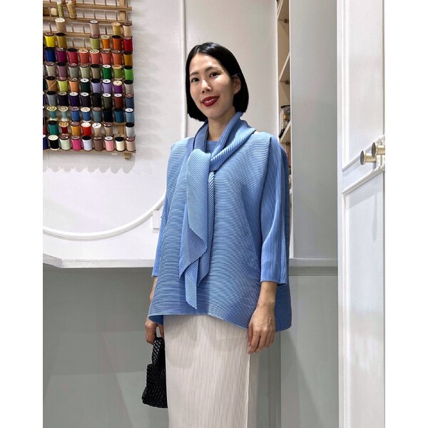 2MUAY รุ่น GA67804 เสื้ออัดพลีท THICK LONG SLEEVE WITH SCARF PLEATED TOP 5 สี FREE SIZE