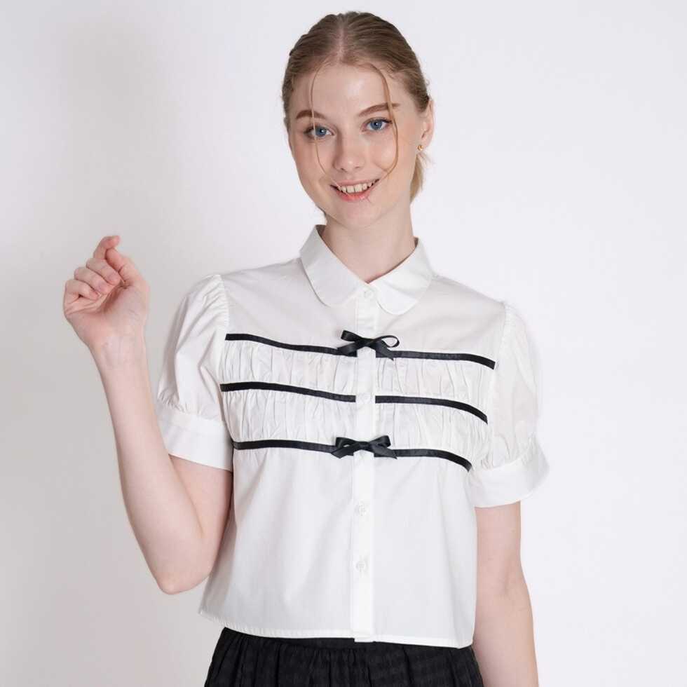 H657-Cottonเชิ้ตติ้ง+เข็มกลัด2-อ๊อฟไวท์