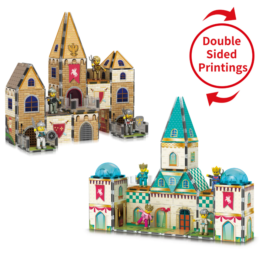 PicassoTiles 70 Pc 2 in 1 Castle Theme Adventure Set