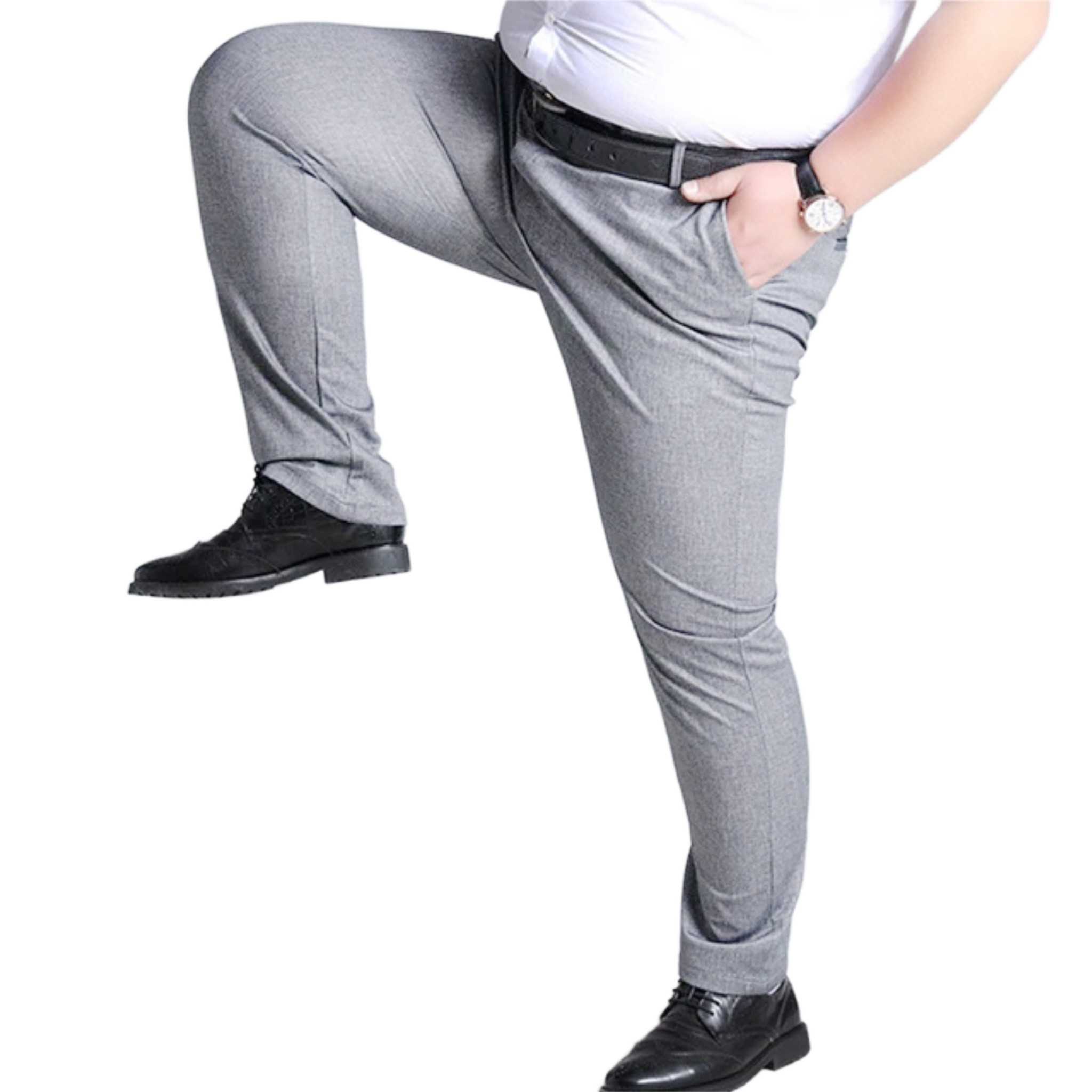 bp กางเกงสแล็ค ไซส์ใหญ่ ผ้ายืด สีเทาอ่อน