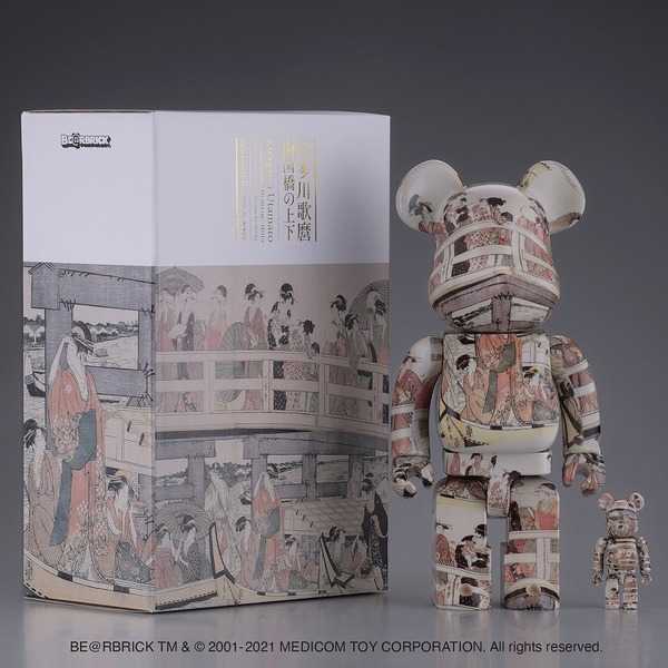 Be@rbrick Utamaro Kitagawa (Upper and Lower of Ryogoku Bridge) 100%+400%