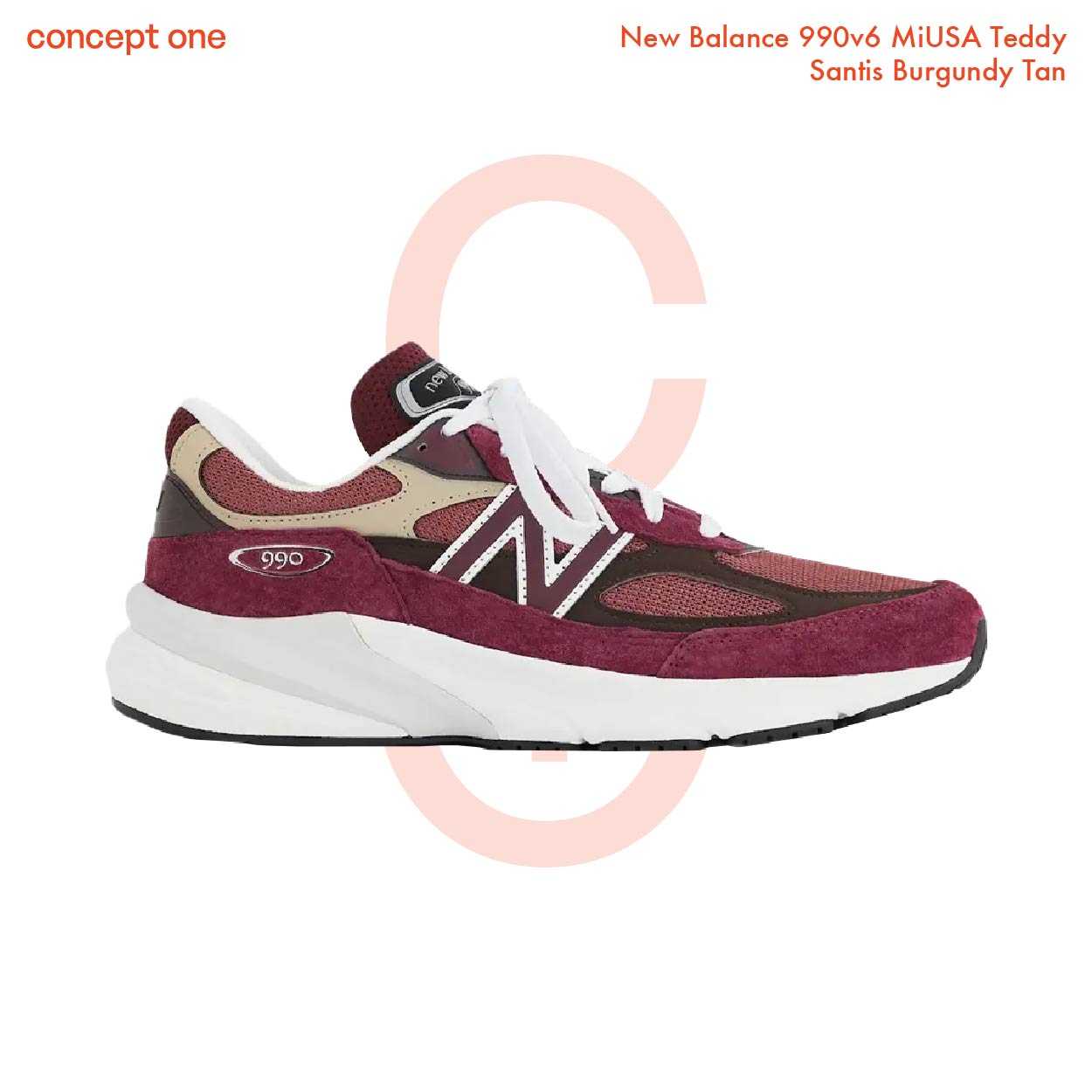 New Balance 990v6 MiUSA Teddy Santis Burgundy Tan (M)