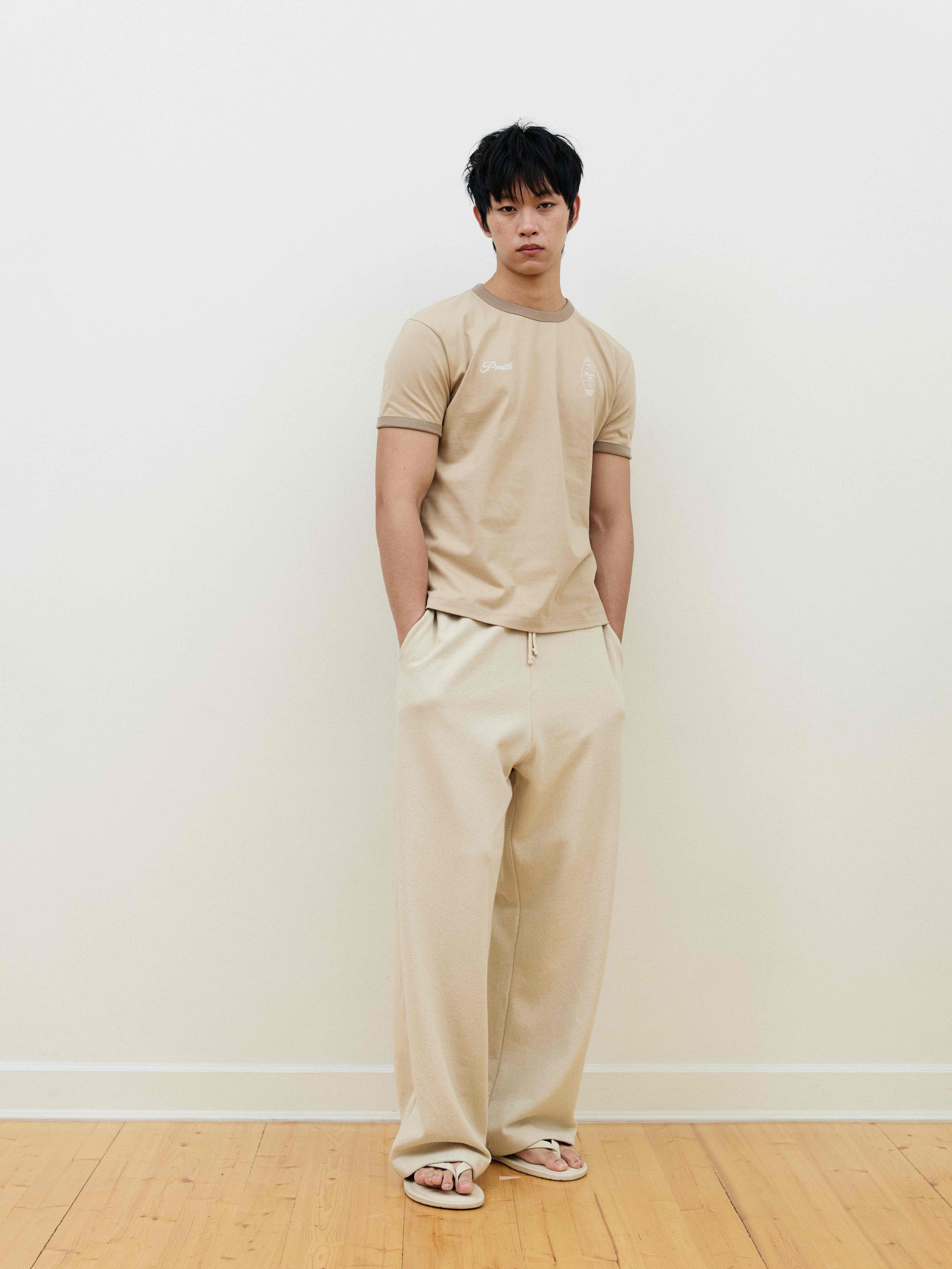 Resident Club Contrast Rib Slim Tee in Brown
