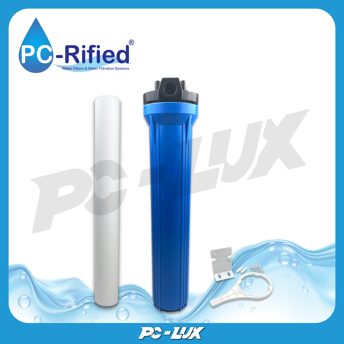 PC-Rified กระบอกกรองน้ำ PP สีน้ำเงิน 20 นิ้ว เกลียว 3/4 นิ้ว