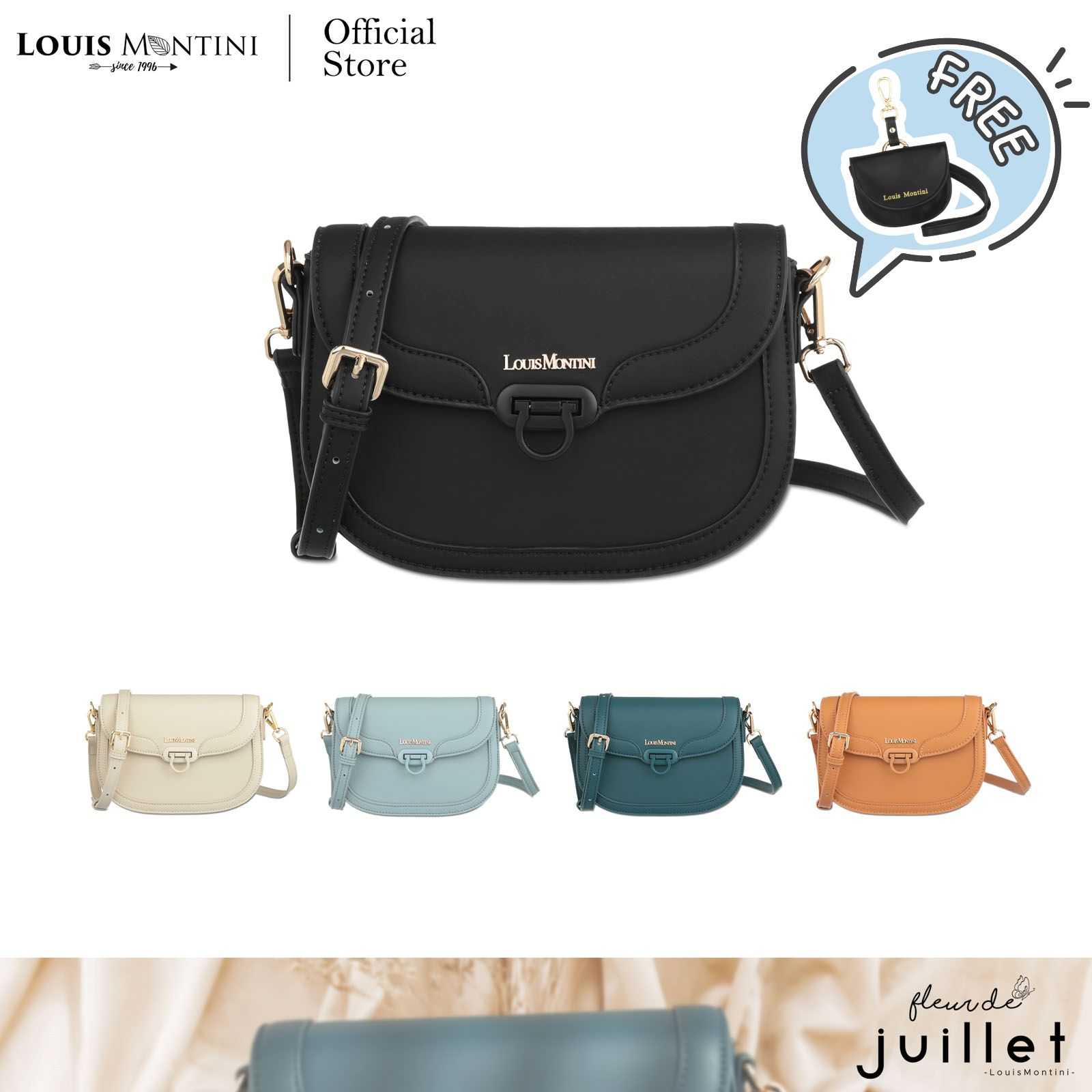Louis Montini (Fleur De Juillet) กระเป๋าผู้หญิงสะพายข้าง Women's Shoulder Bag LY18 - Larkspur #18