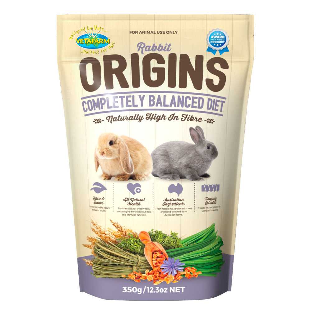 Vetafarm Origins Rabbit 350g อาหารกระต่าย พรีเมี่ยม สารอาหารครบ ไฟเบอร์สูง 350กรัม.
