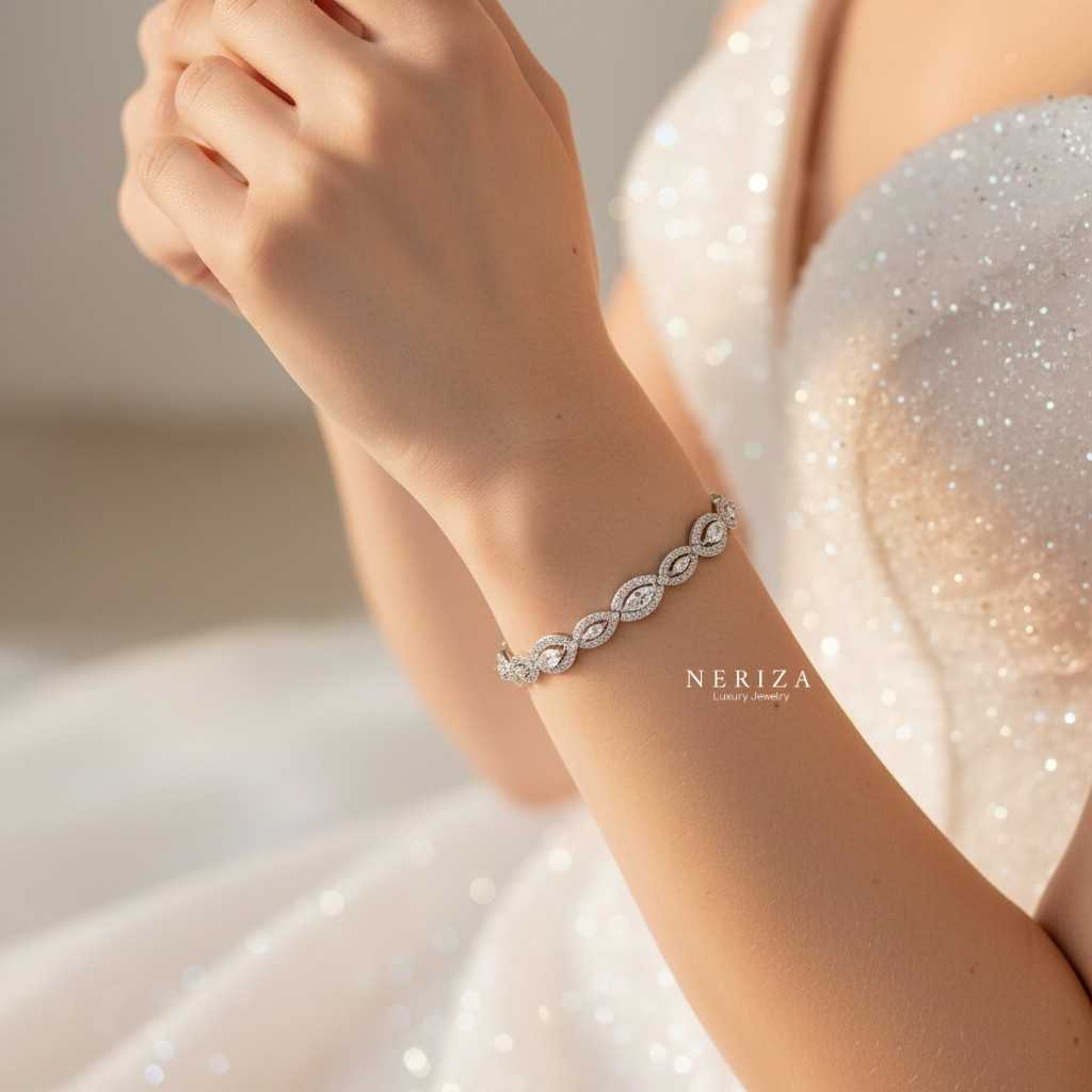ข้อมือเพชรสังเคราะห์ ประกายเทียบเท่าเพชรแท้ NB022