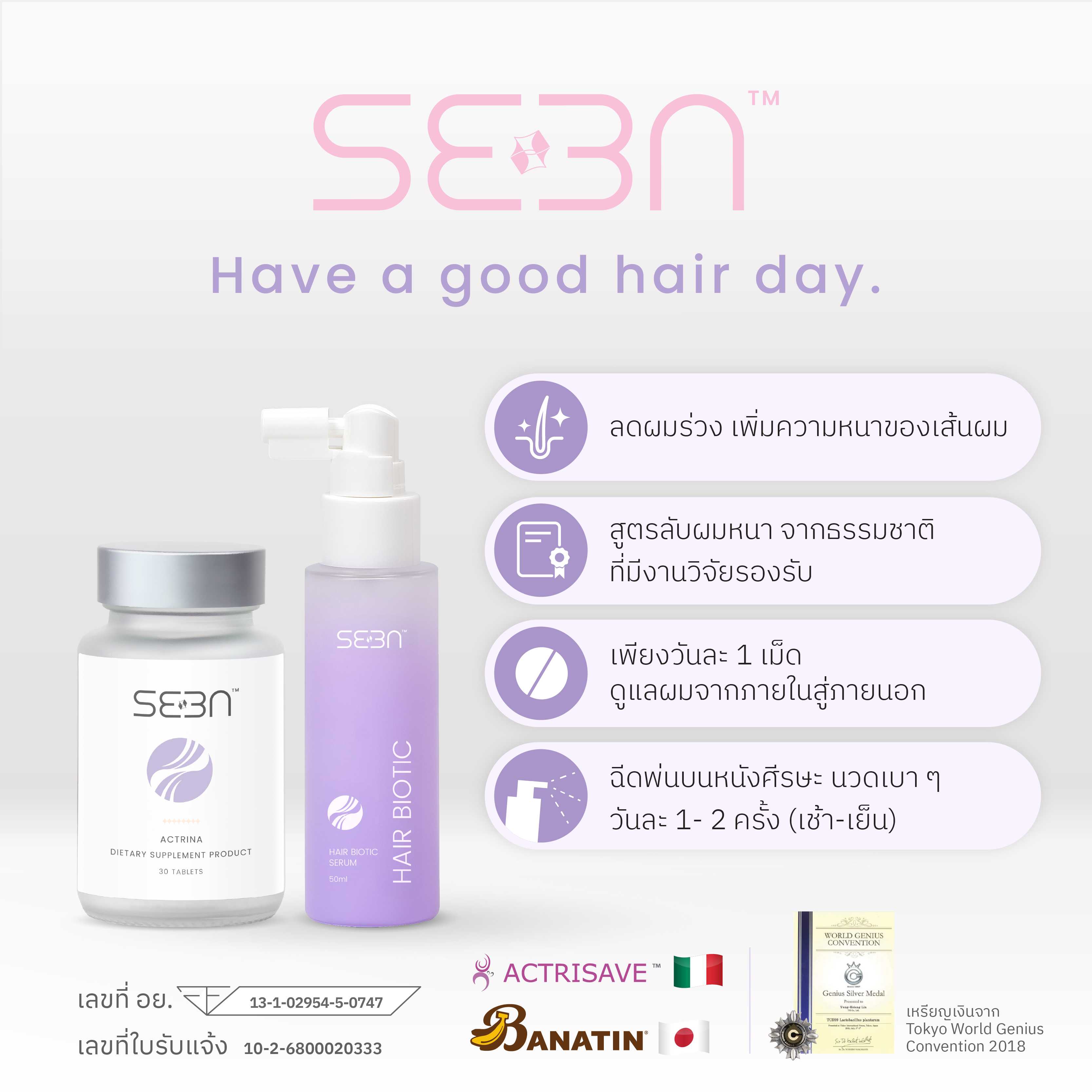 โปร Hair Series  Actrina 1ขวด + Hair Biotic Serum 1ขวด | SEEN | ซีน