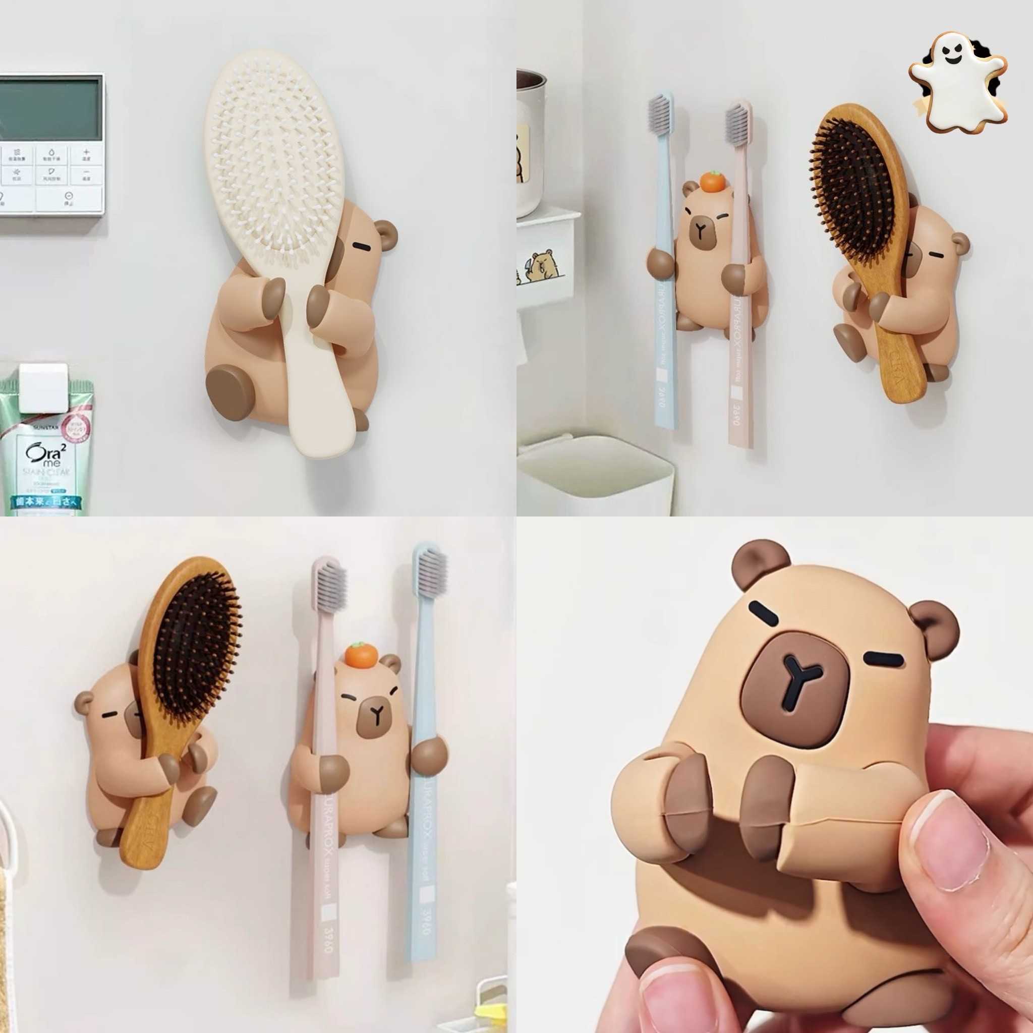 🪮ที่แขวนแปรง ที่แขวนหวีคาปิบาร่ากอดสิ่งของไว้ comb holder tooth brush holder capybarahug