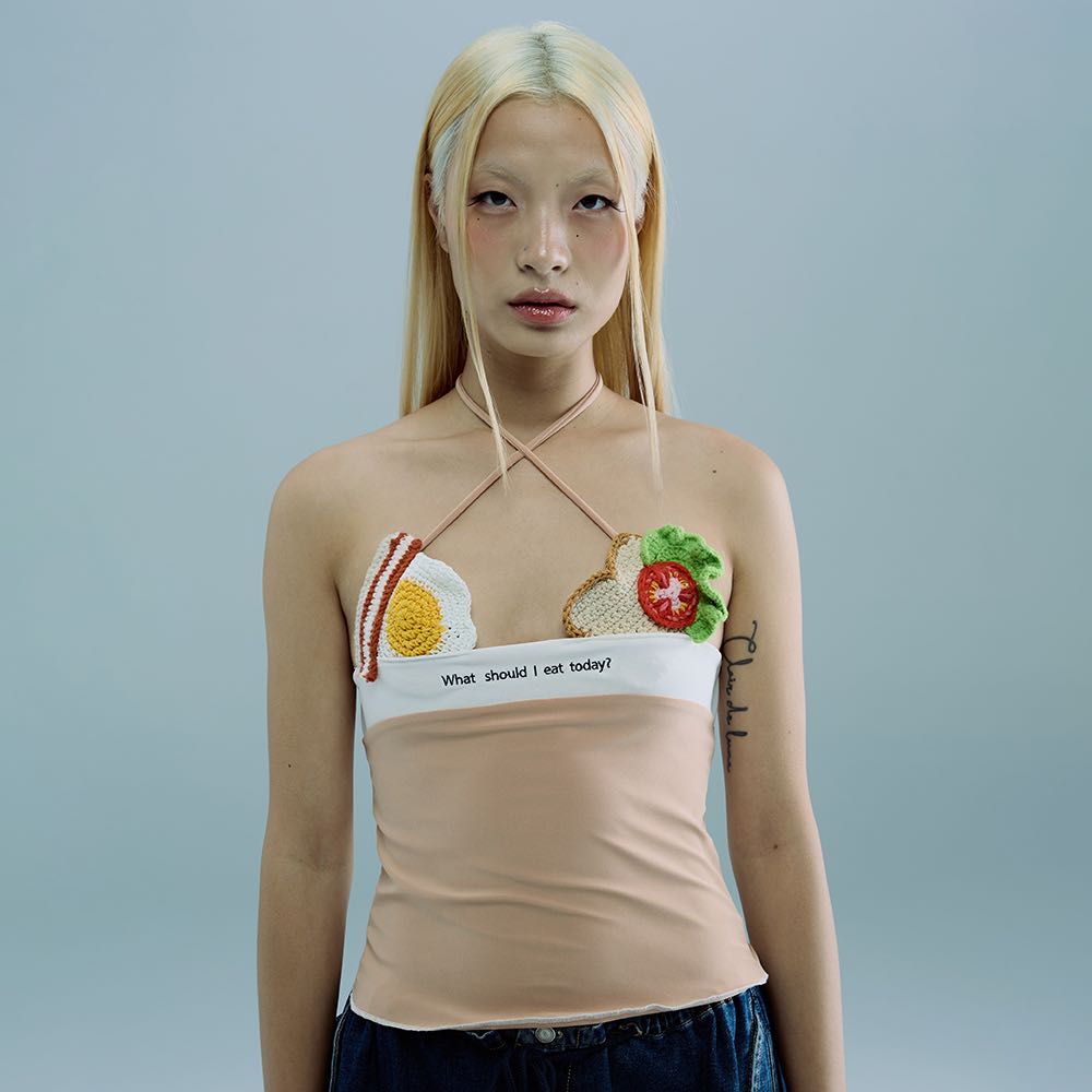 BLACKDOG BKK - RS2403 - Eat me tube top -  เสื้อเกาะอกปักลายและตกแต่งงานถักมือ