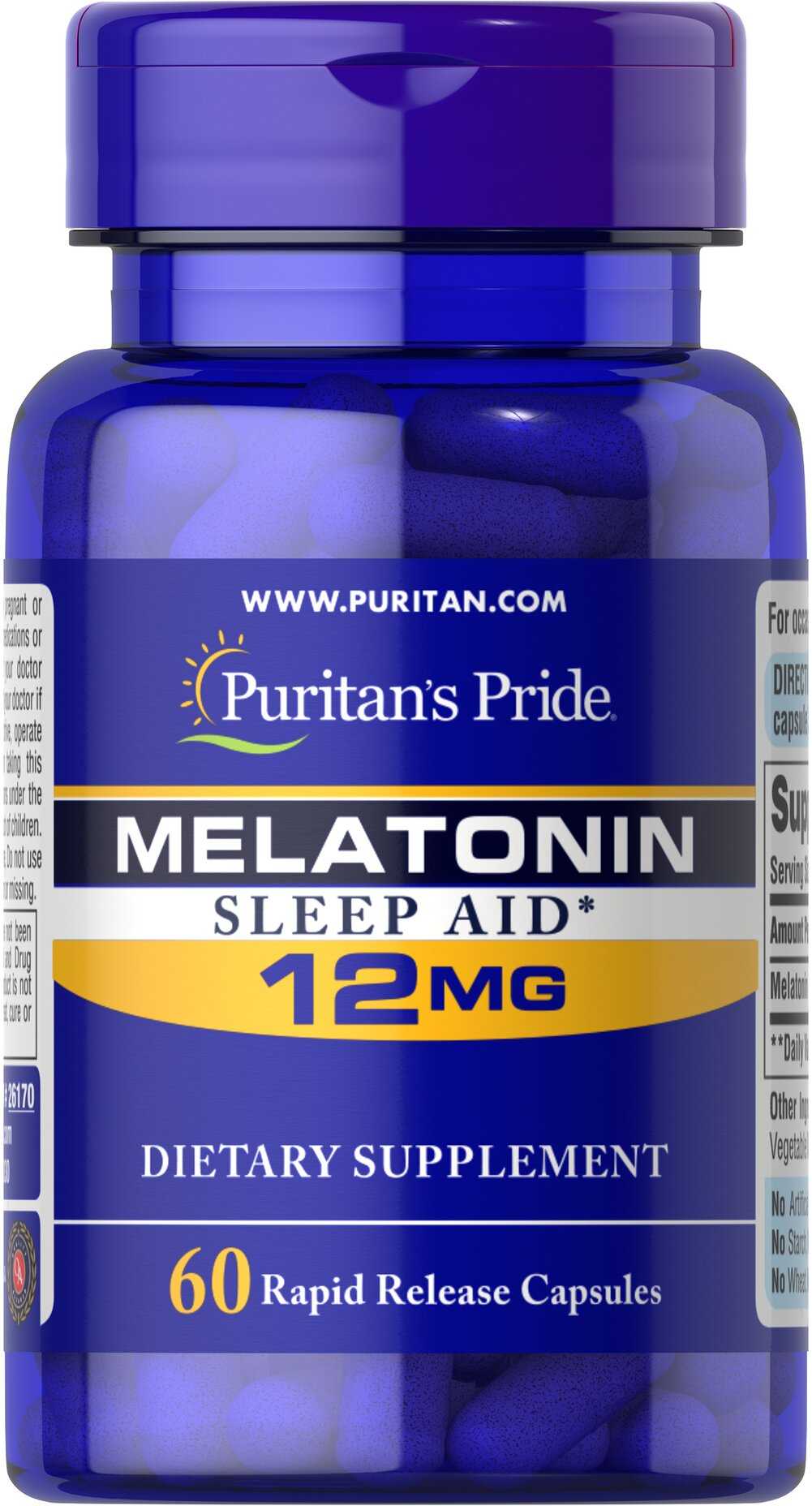 Puritan pride mela tonin 12Mg 60 caps New EXP 11/2026 เมลา โท นิน