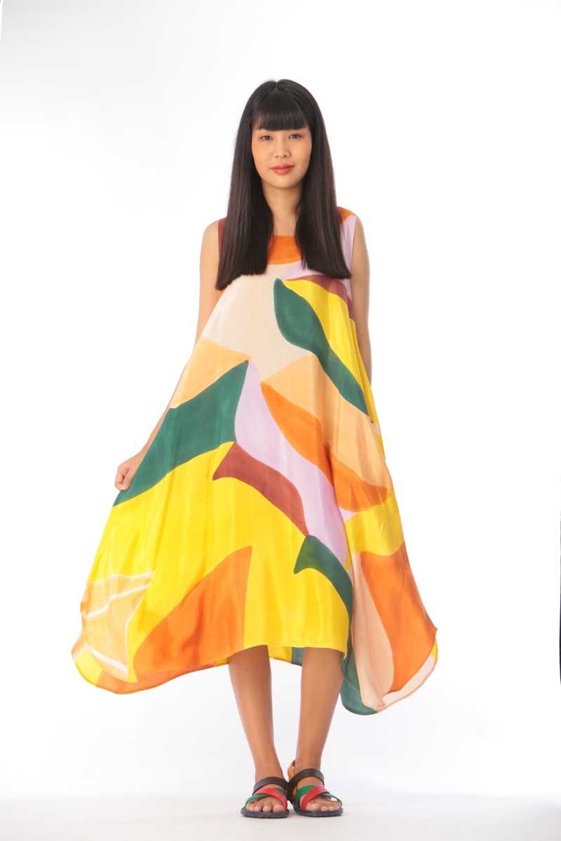 (Pre-order)Sac Sleeveless Dress Cotton Silk Hand paint