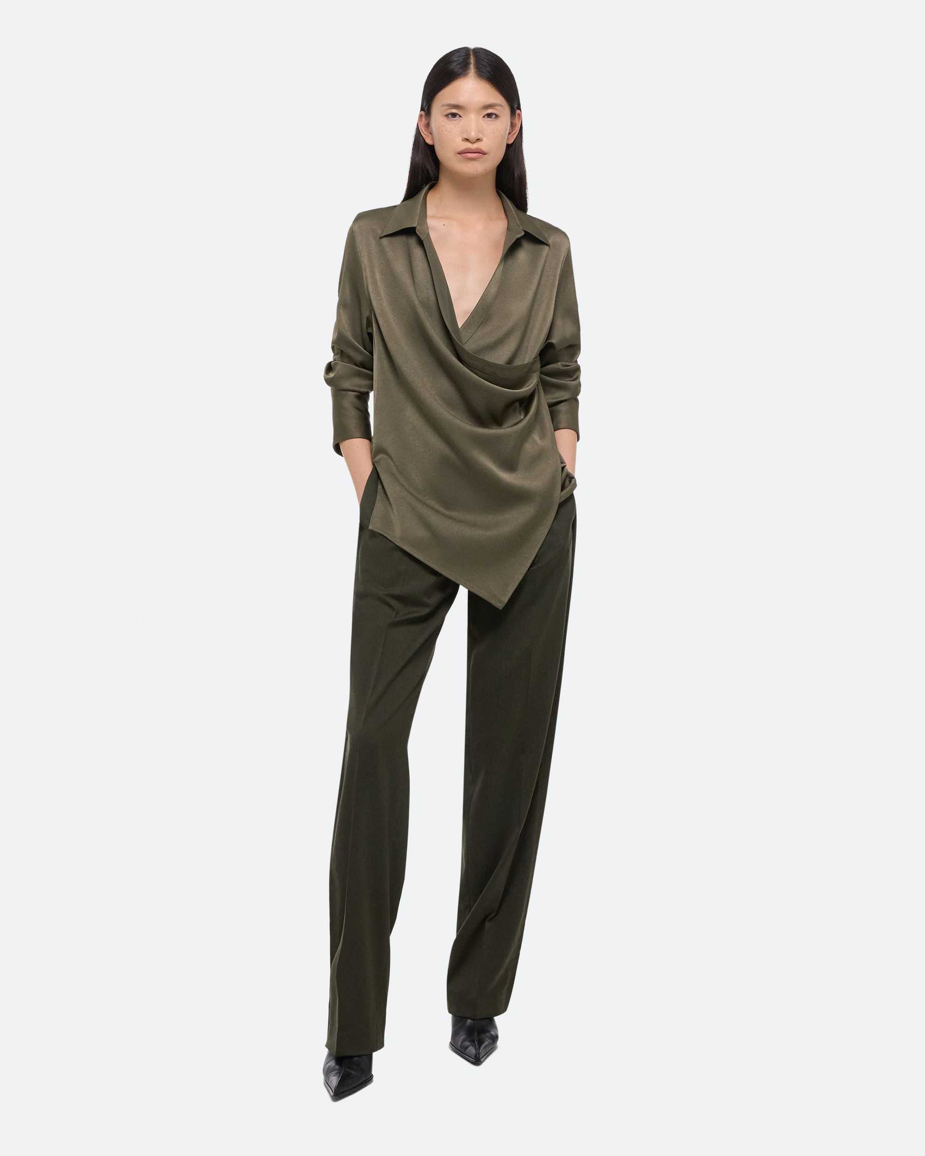 SALE Helmut Lang Relaxed Wrap Shirt - Olive