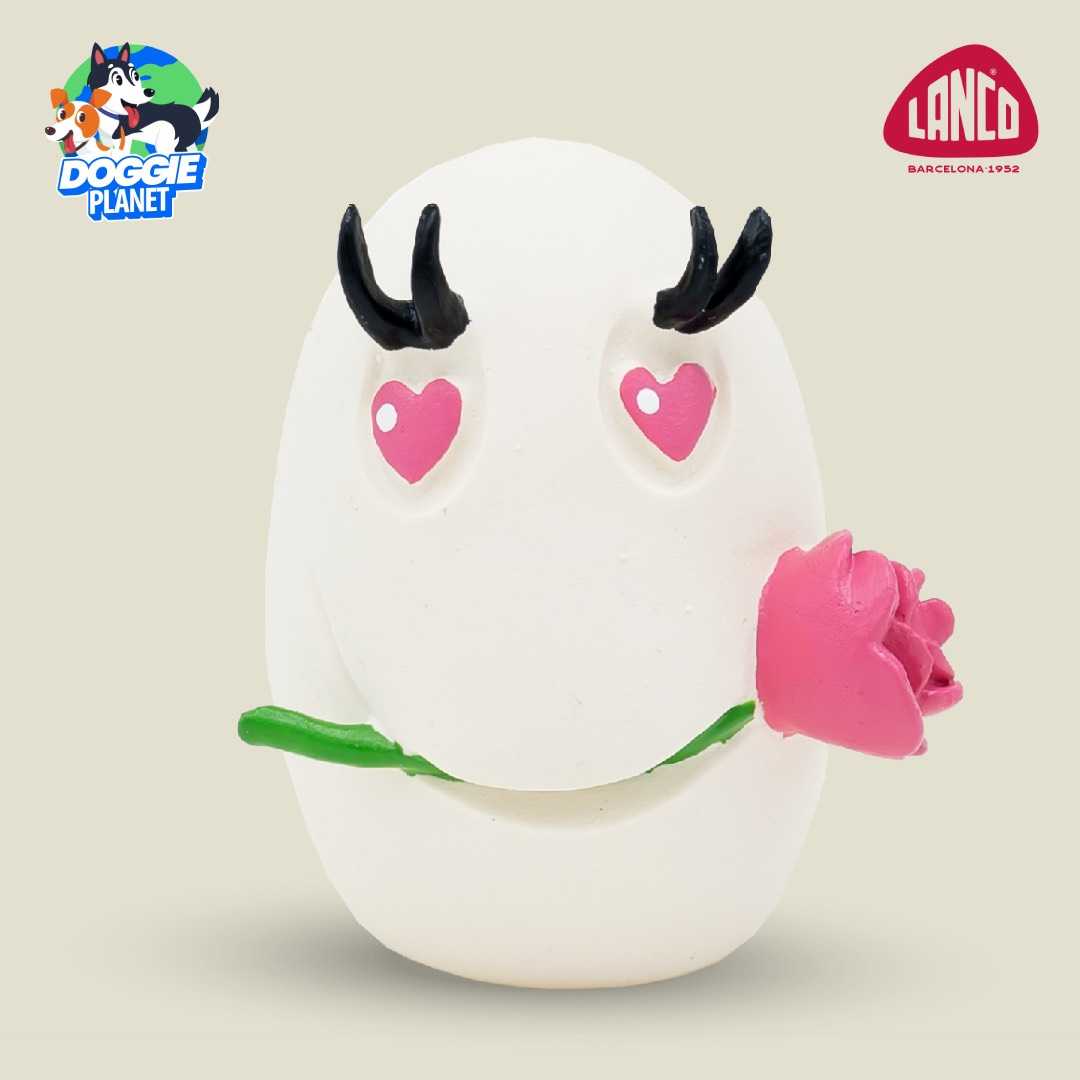Lanco In Love White Egg ของเล่นสุนัขคาบเล่น ลูกบอลไข่ บีบมีเสียง (ยางธรรมชาติ ทนทาน)