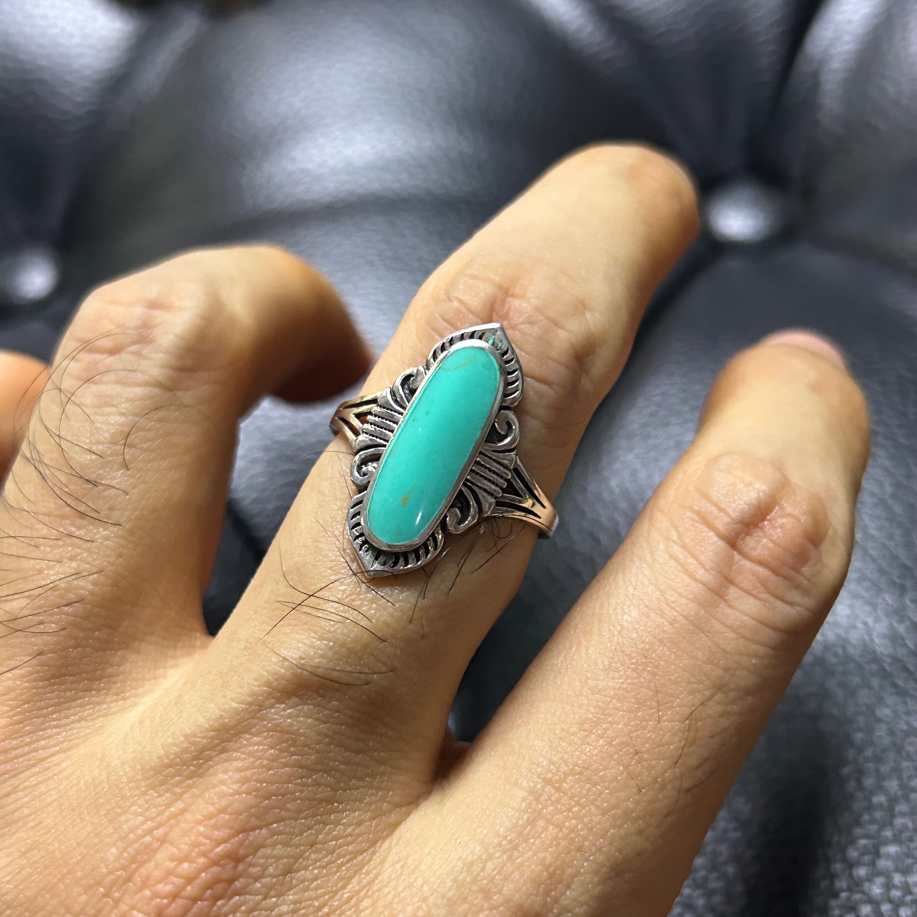 แหวนเงินแท้925 ประดับTurquoise ขนาด61