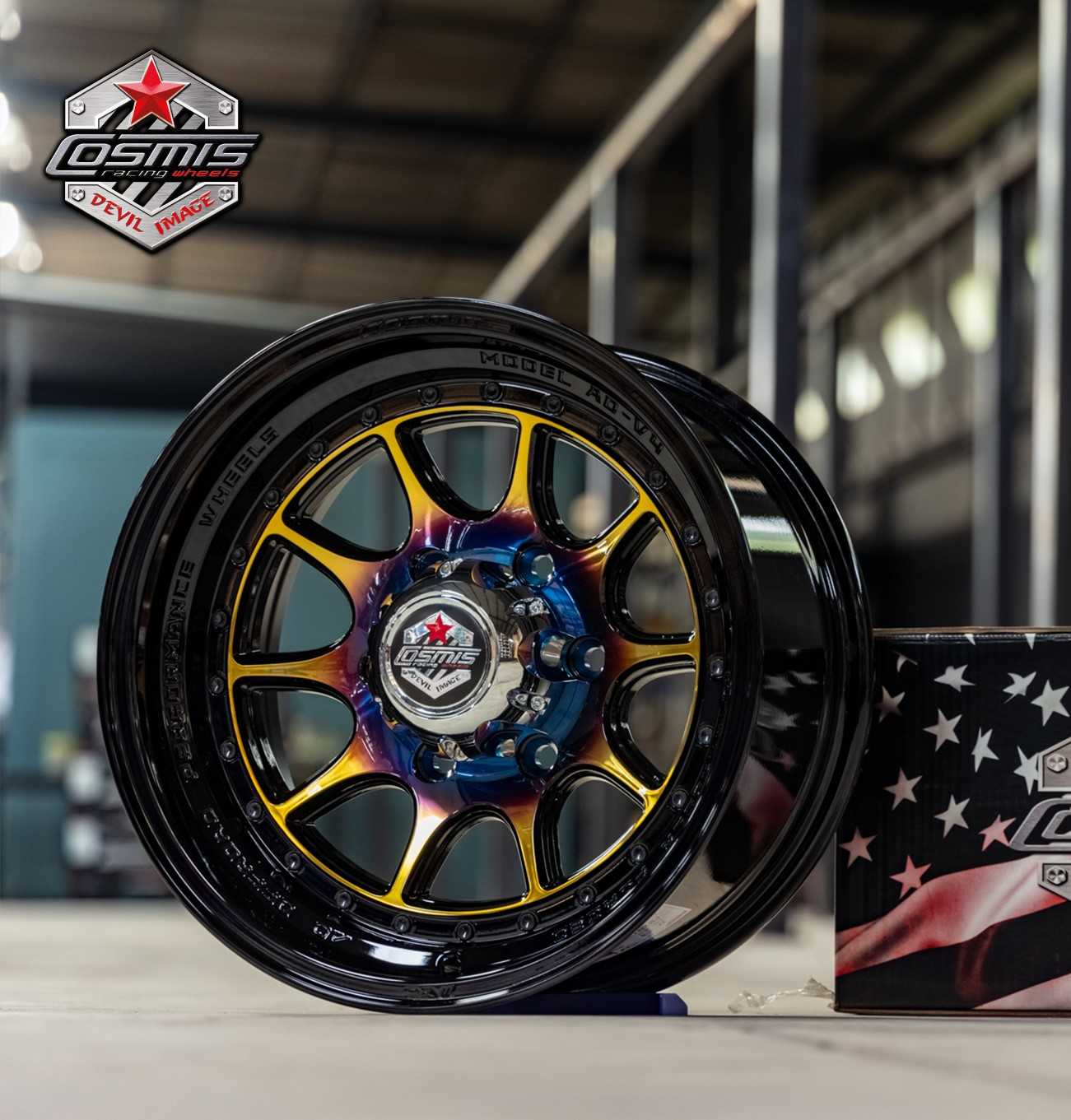 แม็กซ์ AD-V4 16X8.0 6X139.7ET-10CB.106TITANIUM(REVESBLACK)+LP(BLACK)(สีไทเทเนียมหมุดดำ+ขอบดำ)Custom