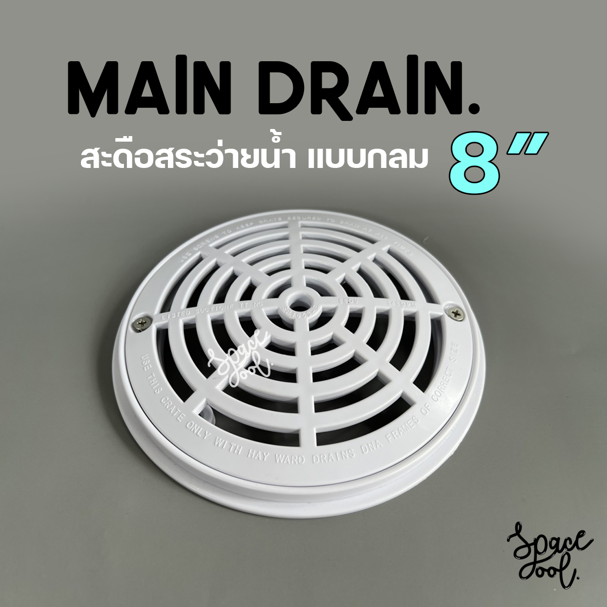 Main Drain 8 inch ABS  เมนเดรน สะดือสระว่ายน้ำแบบกลม 8 นิ้ว