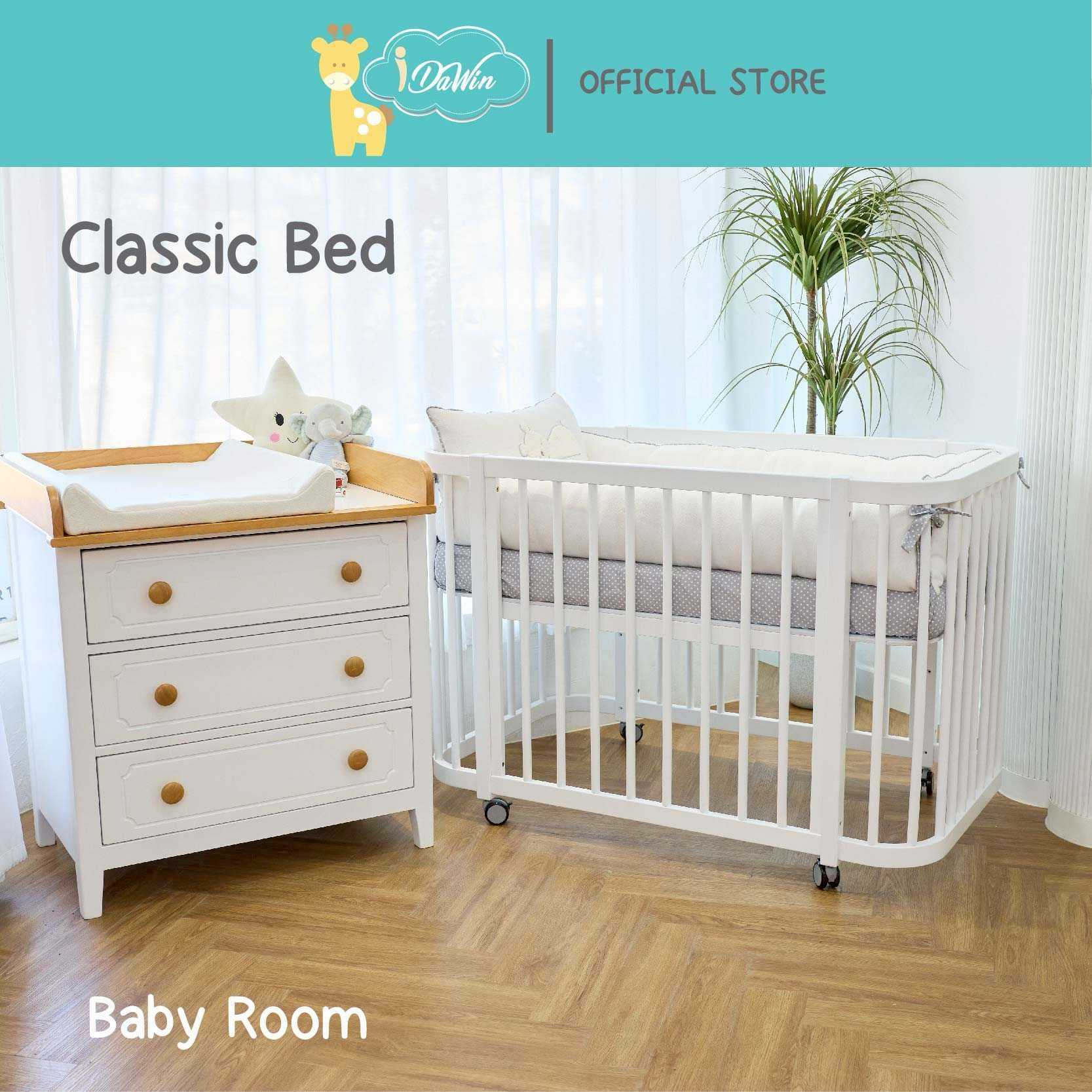 Idawin เตียงนอนเด็กอ่อน รุ่น Bed  Baby Classic White