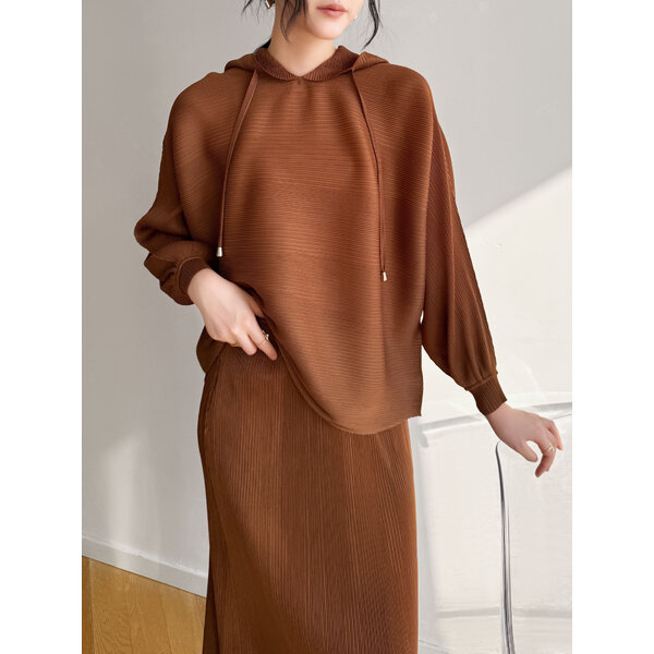 2MUAY รุ่น GJO11478 เสื้ออัดพลีท PLEATED HOODED TOP 10 สี FREE SIZE