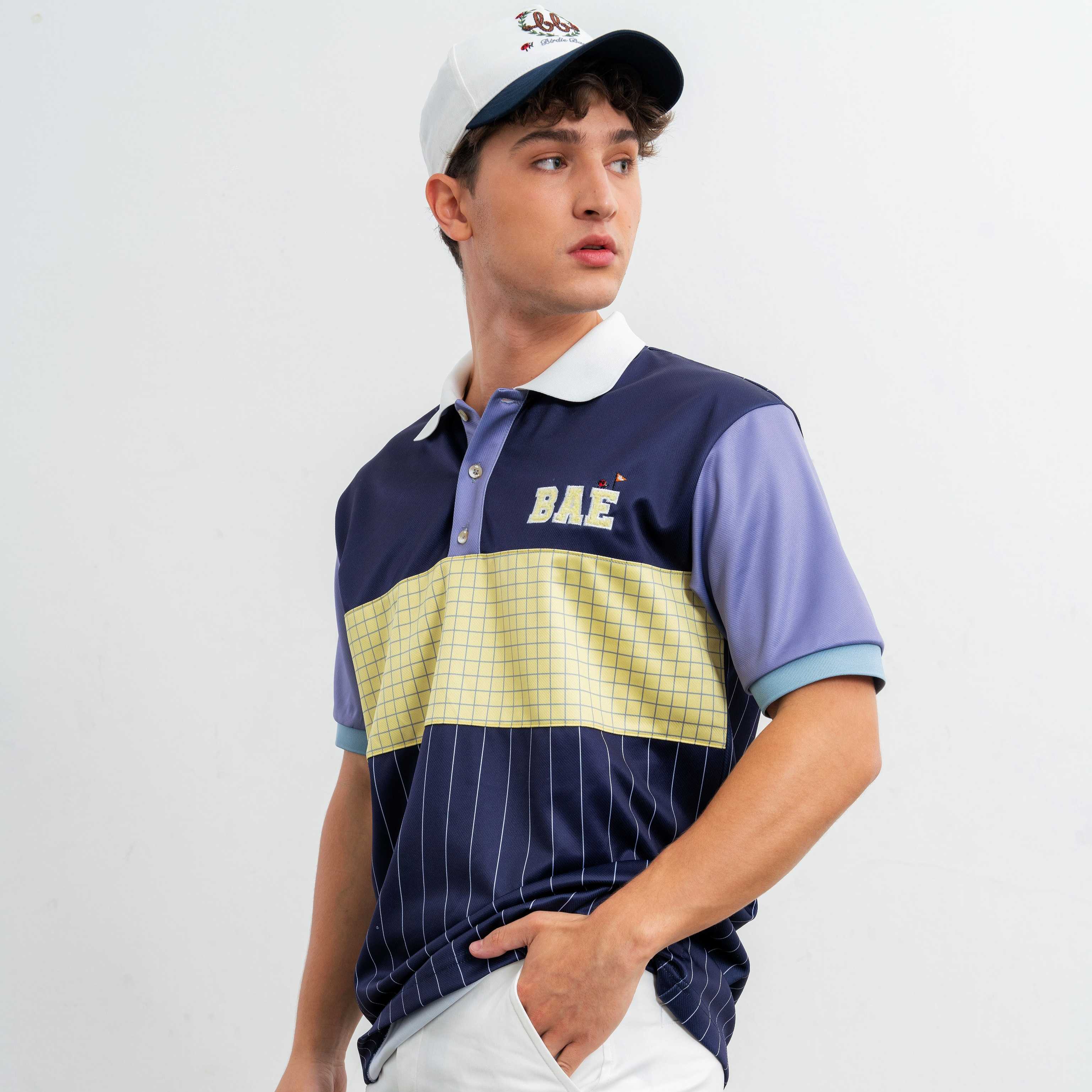 COURT Men Polo (Navy Stripe)- เสื้อโปโลลายทาง (น้ำเงินเข้ม )