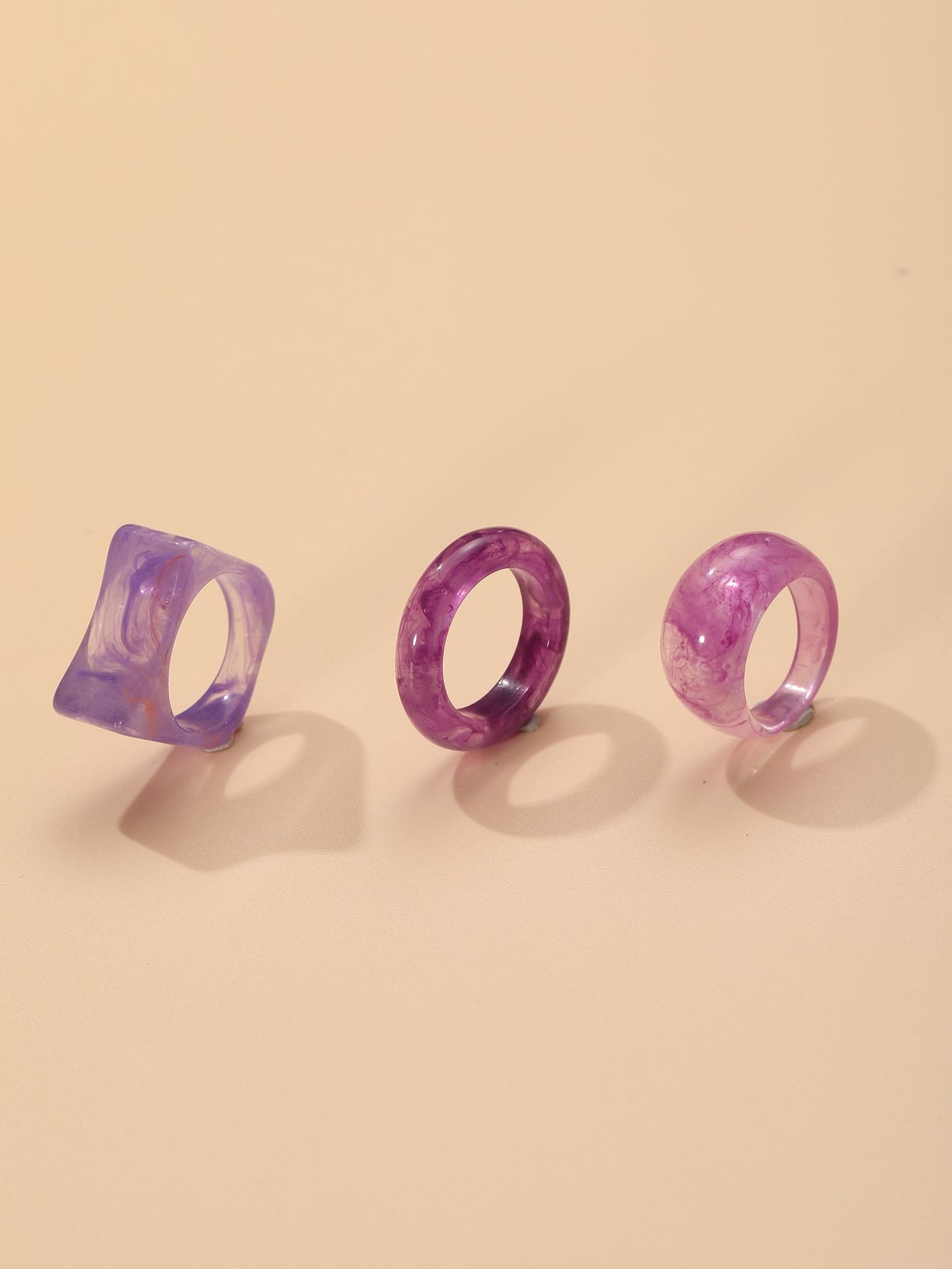 3pcs Purple  Resin Rings