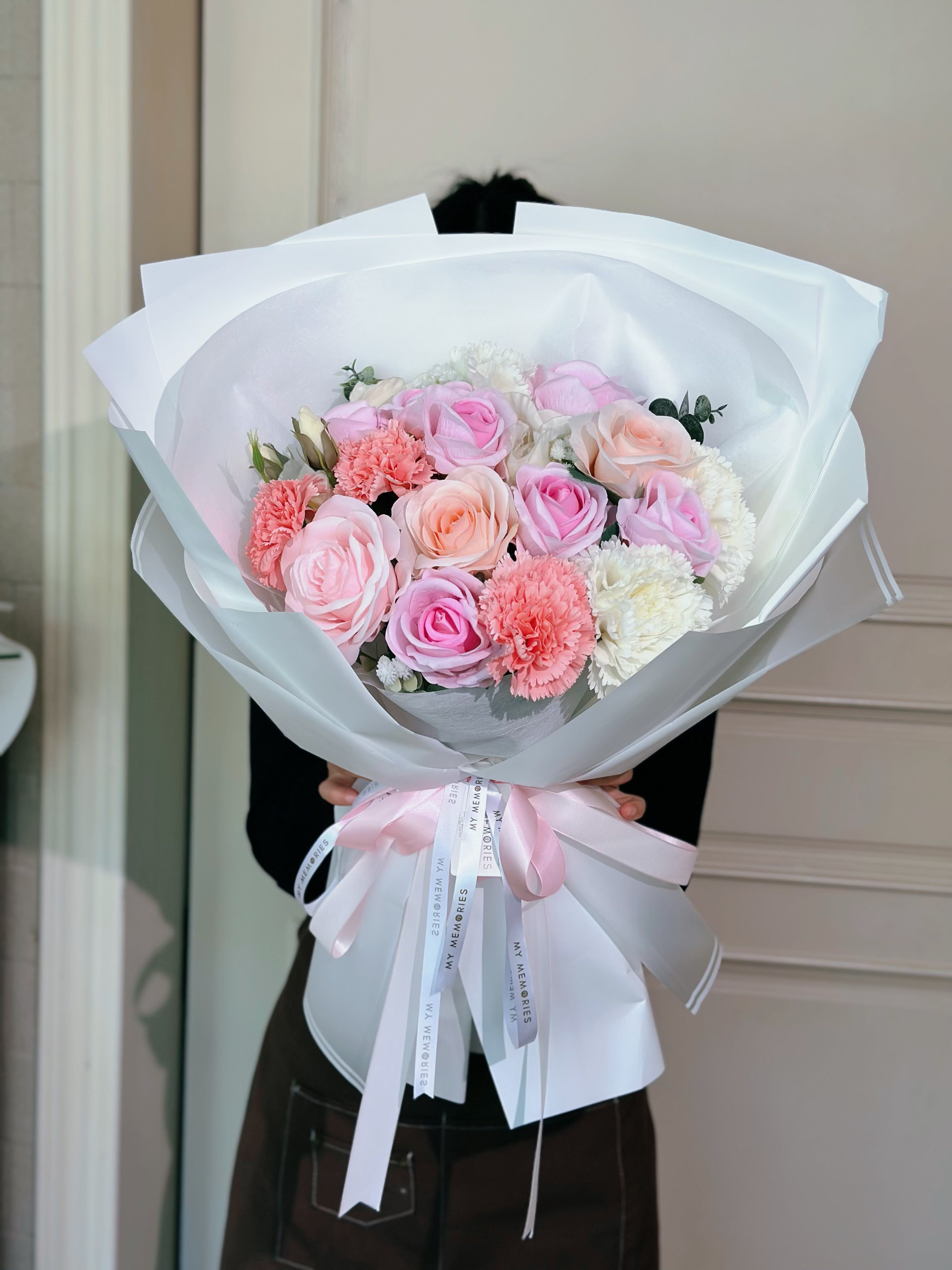 ช่อดอกไม้โทนพีชชมพู