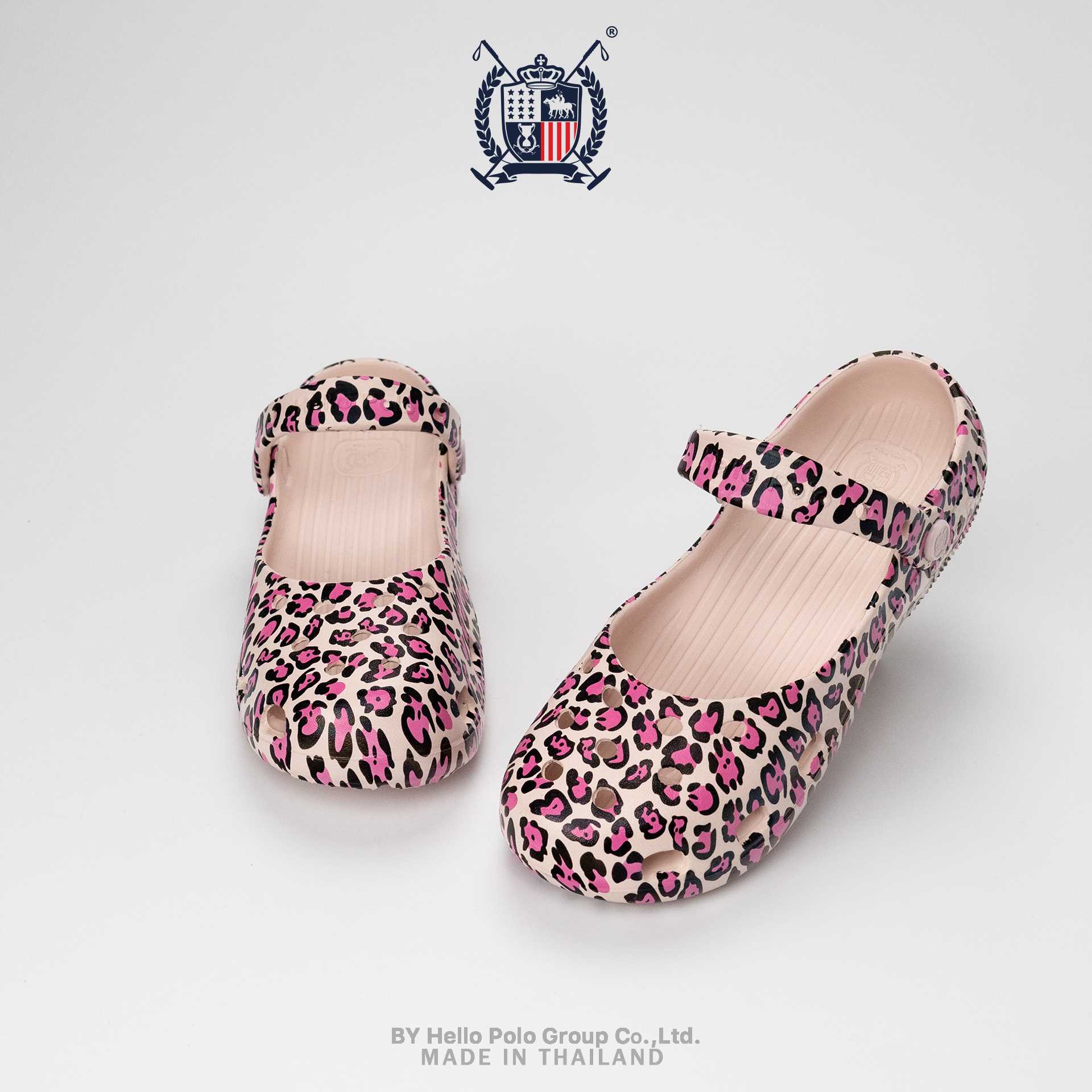 Hello Polo  รุ่น HP8075L รองเท้าแมรี่เจนลายเสือ ดีไซน์เรียบหรู EVA นุ่มสบายเท้า Size 36-41