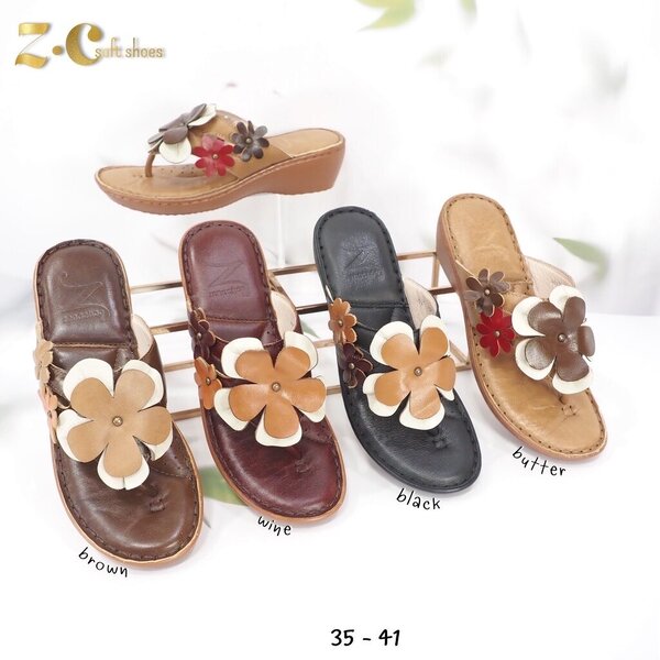 สินค้าลดราคาไม่รับเปลี่ยนคืนทุกกรณี ทรงปกติ Zenachoo รองเท้าสุขภาพ รุ่น Piper สูง 2 นิ้วหนังแท้ ร...