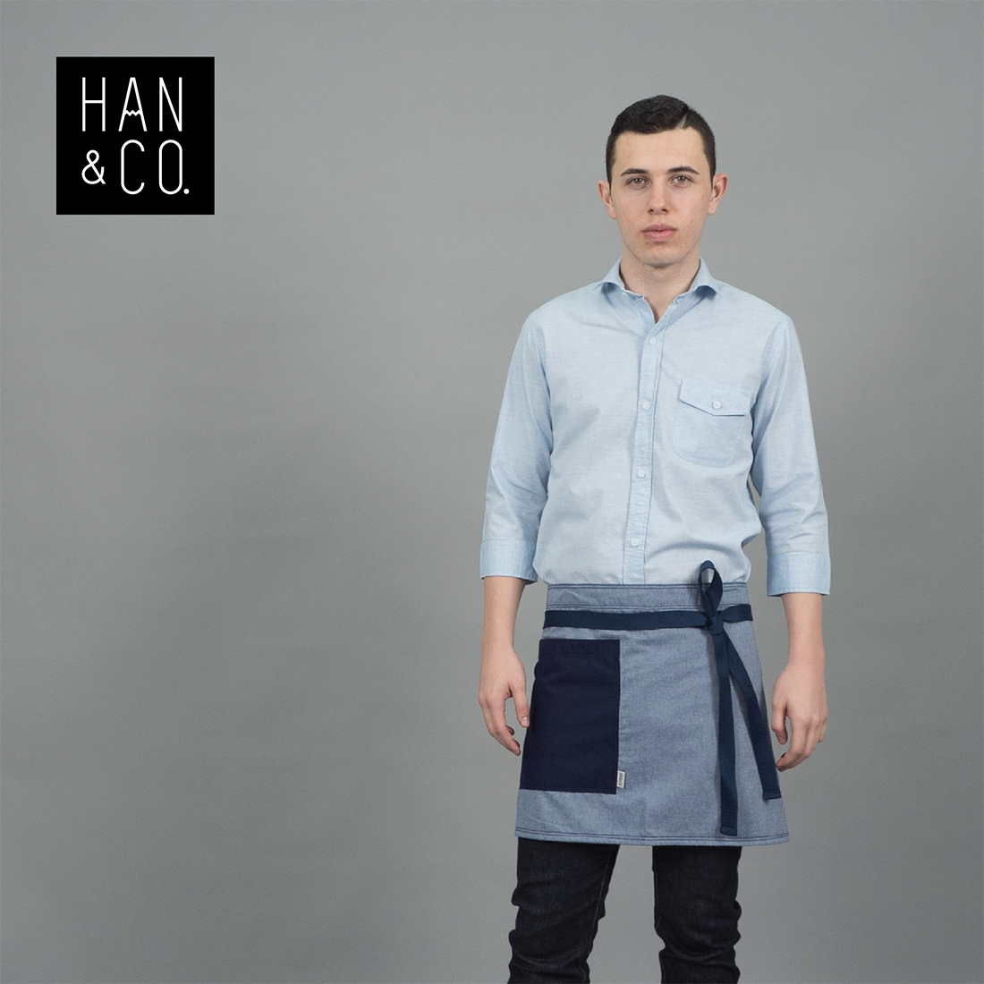เสื้อเชิ้ตรุ่น M.Blue(Blue, 3/4 Sleeve, แขน 3/4)