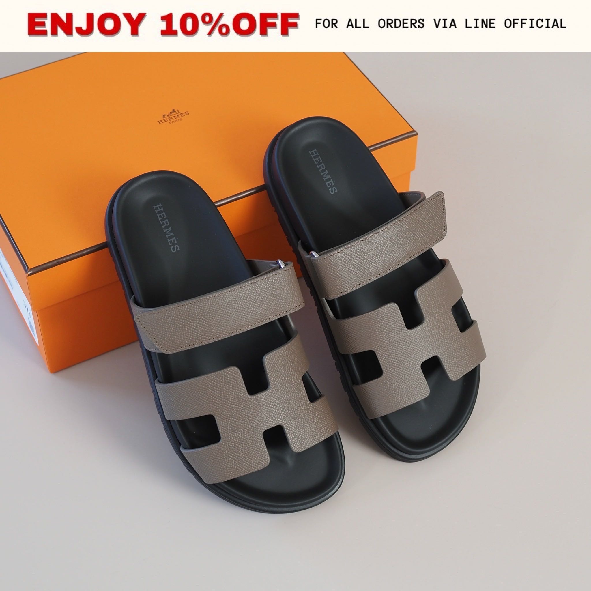 NEW! HERMES Chypre Sandals สี Etoupe Epsom | Shoes