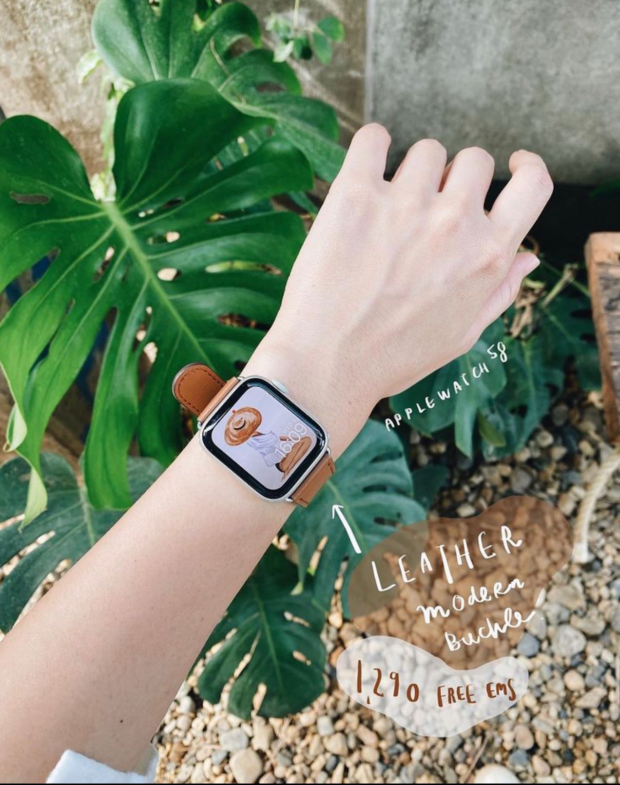 เกาหลีเกาใจ มินิมอลสุดในรุ่น ขายดีตลอดกาล สายหนังแท้ งานคราฟ Leather Modern Buckle Brown 