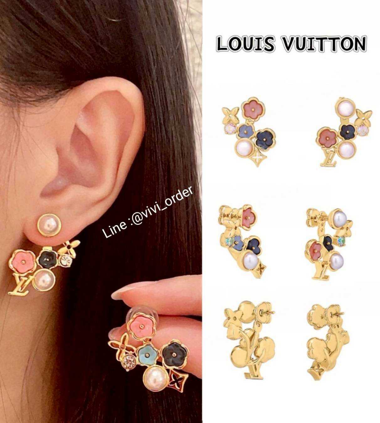 ( SALE ) LOUIS VUITTON Floral Pearl Earrings – Signature Elegance