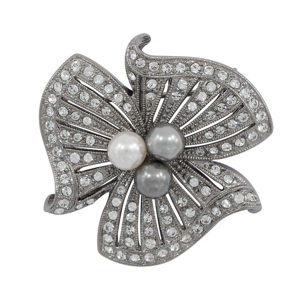 BH0053B Trio Pearl Ribbon Brooch