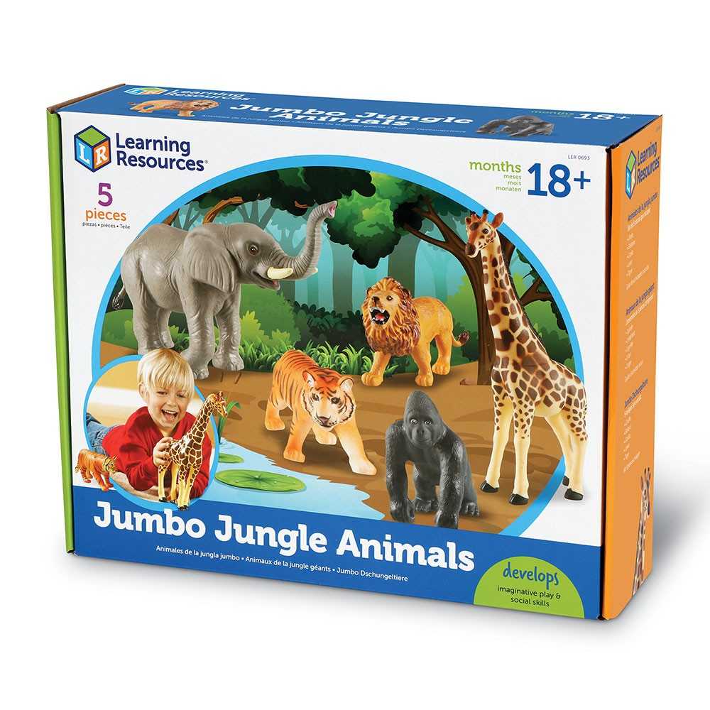 Learning Resources, Jumbo Jungle Animals ชุดสัตว์ป่าขนาดจัมโบ้ 5 ชิ้น ของเล่นเด็ก 18 เดือน+