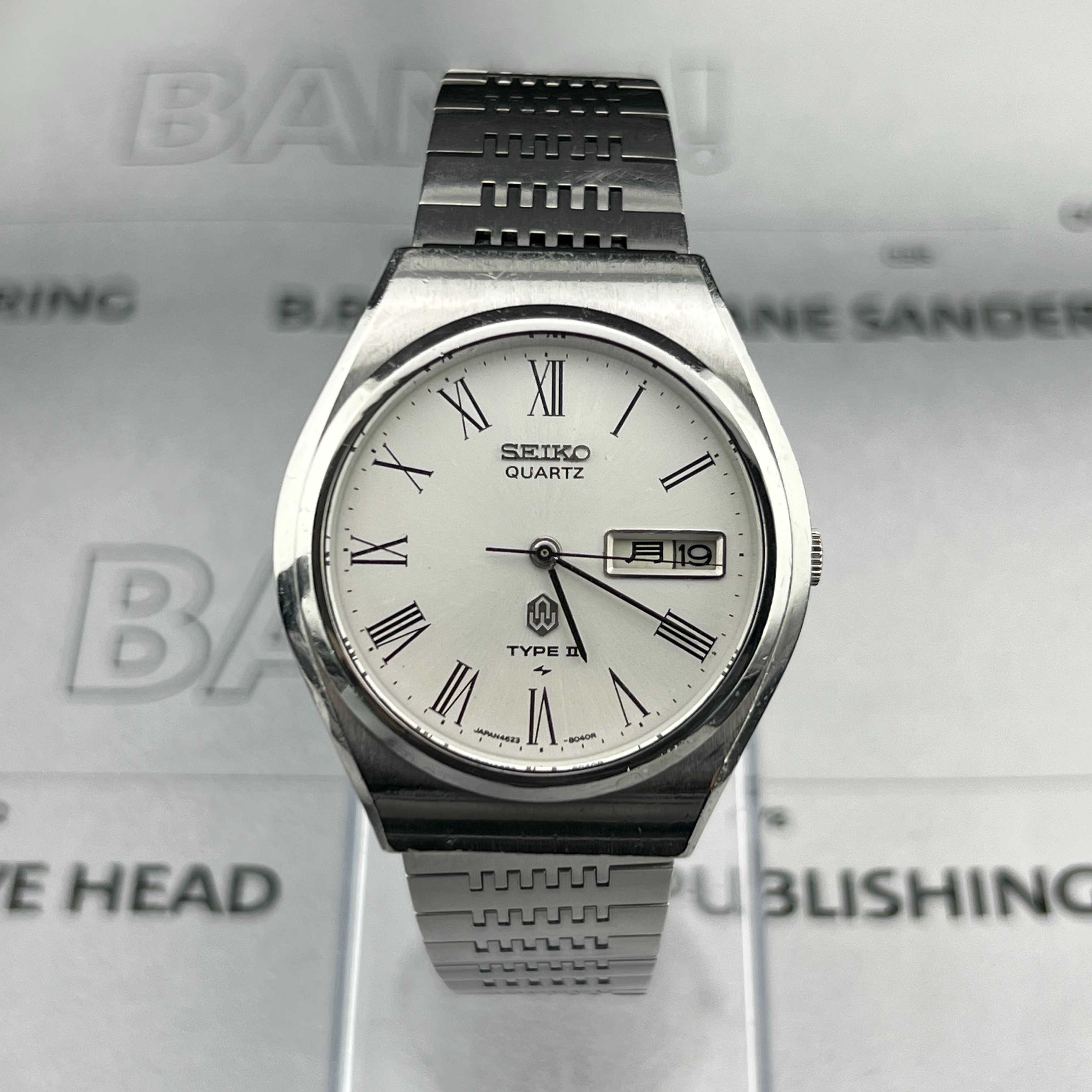 Vintage Seiko Type ll Roman Quartz Silver Dial Ref.4623-6000 Days/Date Kanji Japan 1976