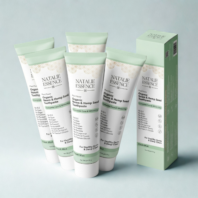 🛡️ยาสีฟันออร์แกนิก สูตรสะเดาและเมล็ดกัญชง📌5 หลอด // Natalie Essence Organic Toothpaste