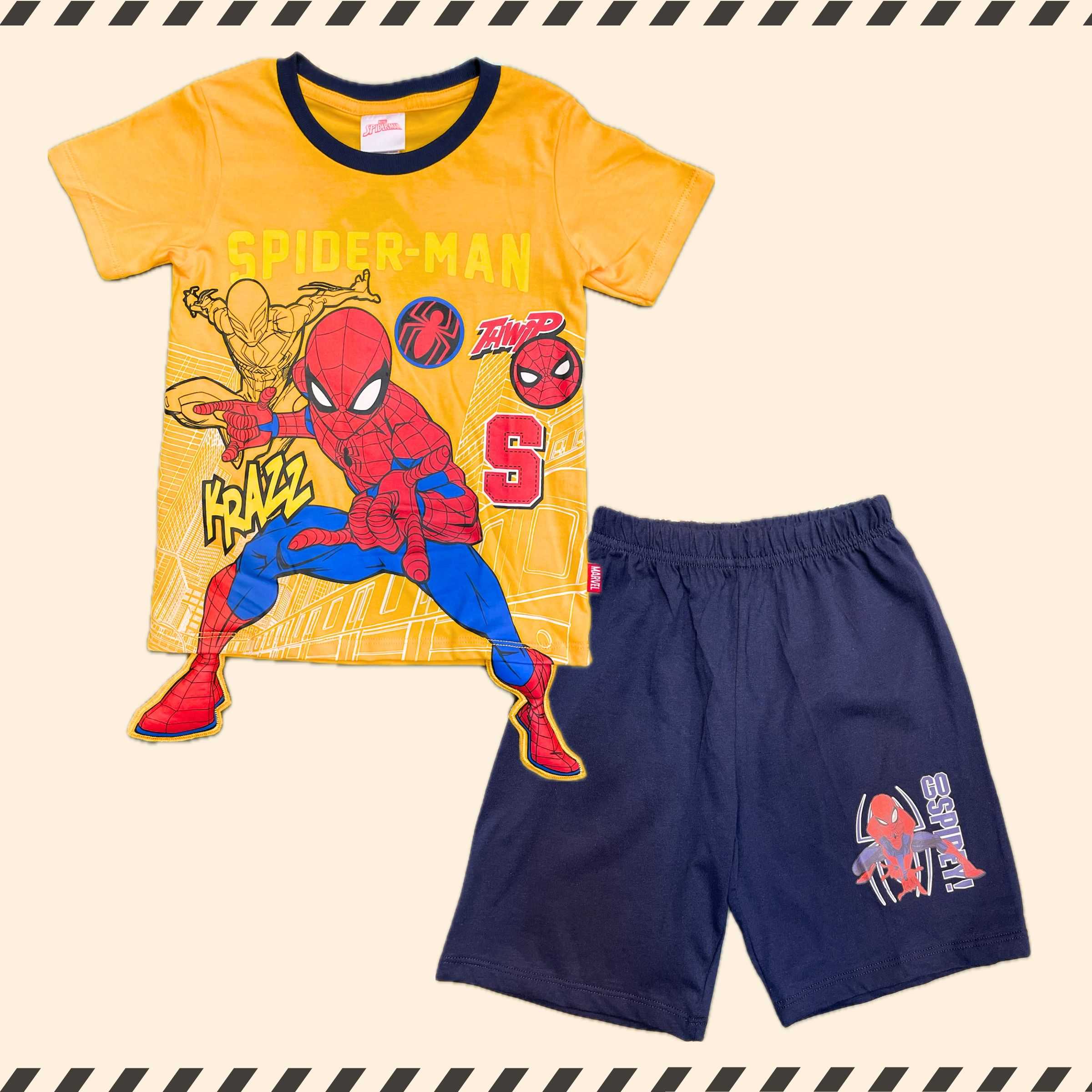 Spiderman Set Yellow/Navy Blue Size 2