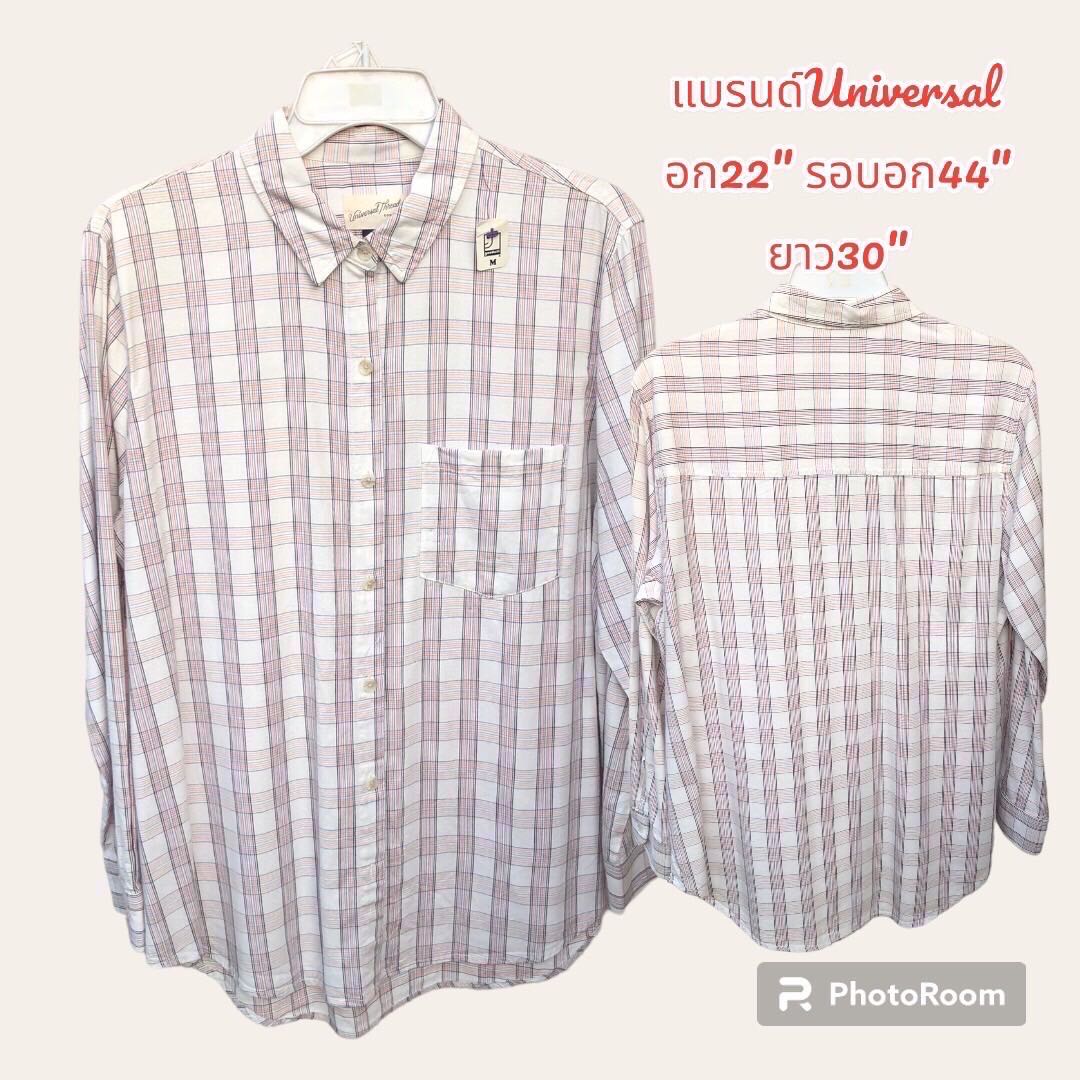 เสื้อเชิ้ตลายสก็อตแขนยาว แบรนด์ห้างงานนอกมือ2เกรดA สินค้าพร้อมจัดส่ง