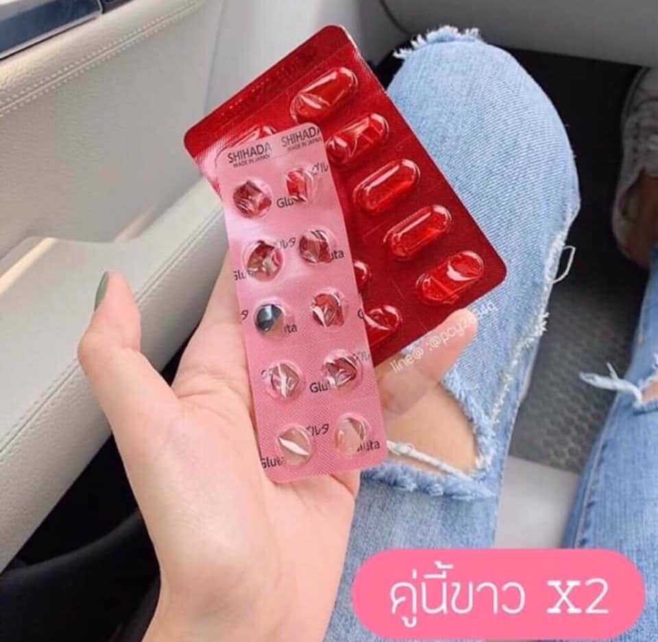Set คู่ สุดคุ้ม ขาวใส X 2   Shihada Gluta 60 เม็ด + Vitamin C Korea 60 เม็ด