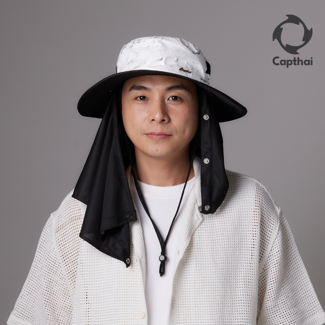 หมวกปีกรอบ กันยูวี พร้อมผ้าปิดหน้า ถอดออกได้ รุ่น Marble LS