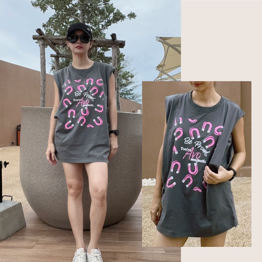 NEW! Maternity & Nursing Sleeveless Oversized T-shirt | Dark Grey