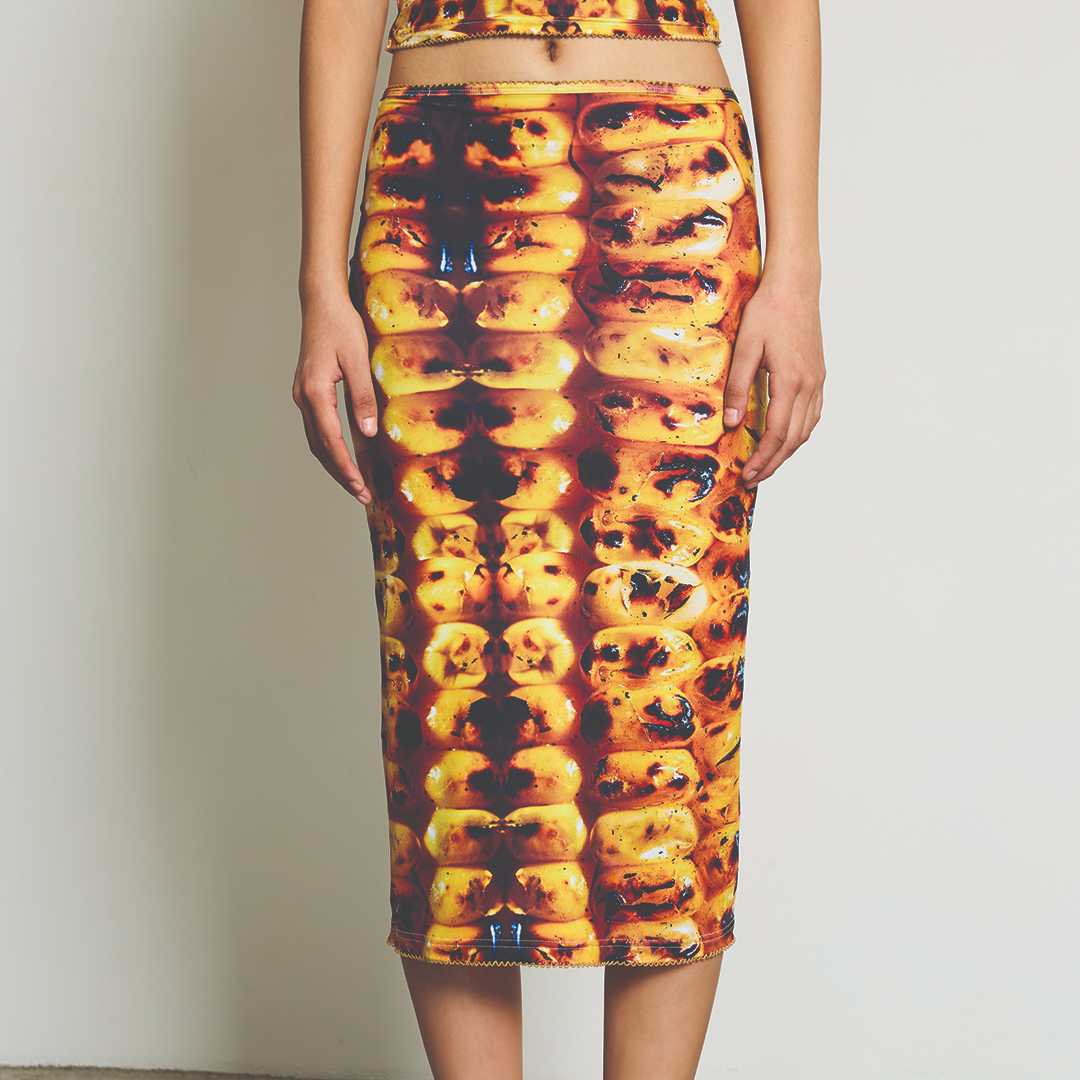 BLACKDOG BKK -  Grilled corn skirt   กระโปรงลายข้าวโพดปิ้ง - BD2502
